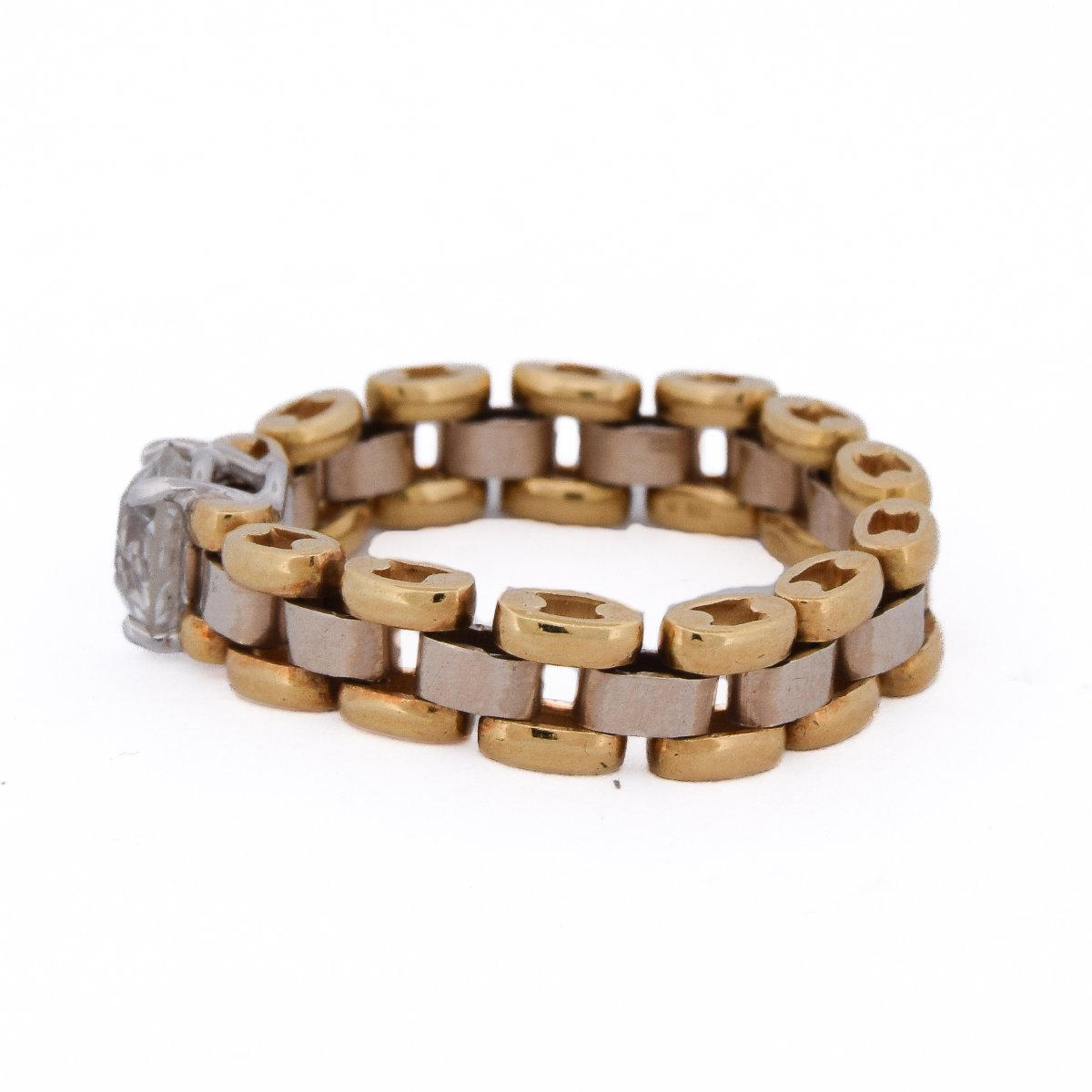 Anello Vintage a Maglia in Oro 18 Carati con Diamante da 0,70 Carati    AN662 -photo-1