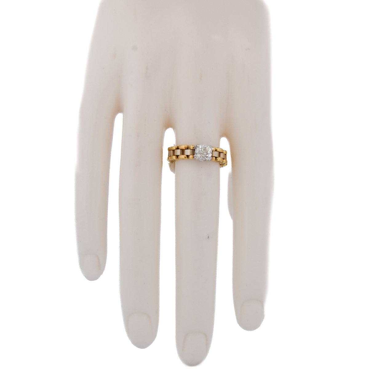 Anello Vintage a Maglia in Oro 18 Carati con Diamante da 0,70 Carati    AN662 -photo-2