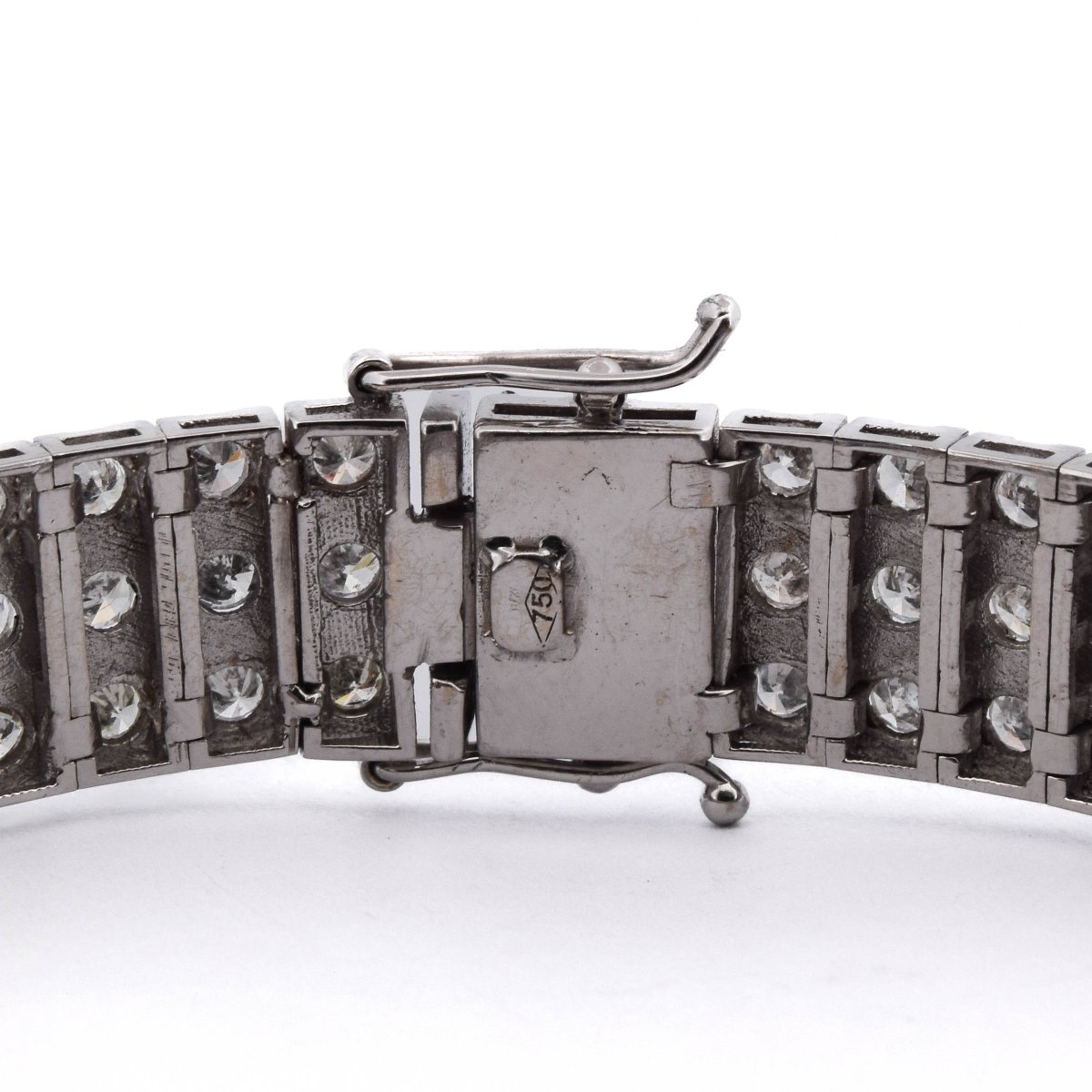 Bracciale Tennis Vintage A Tre Fasce In Oro Bianco 18 Kt Con Diamanti 9,50 Carati    BR44 (0086-photo-4