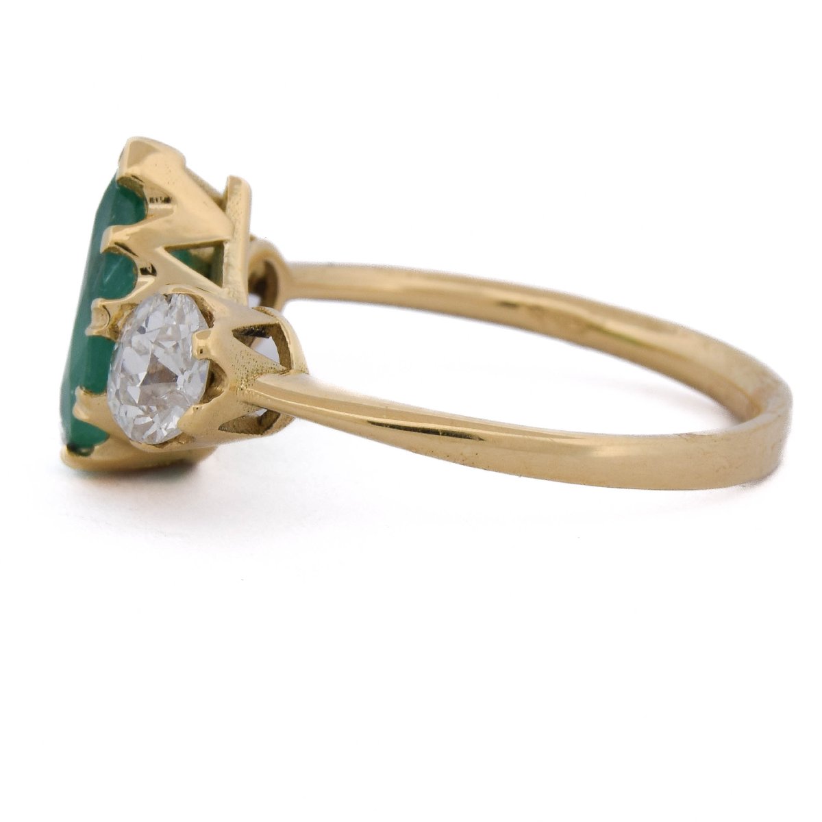 Anello Vintage Trilogy in Oro 18 Carati con Smeraldo a Goccia e Diamanti   AN706 (05119)-photo-1