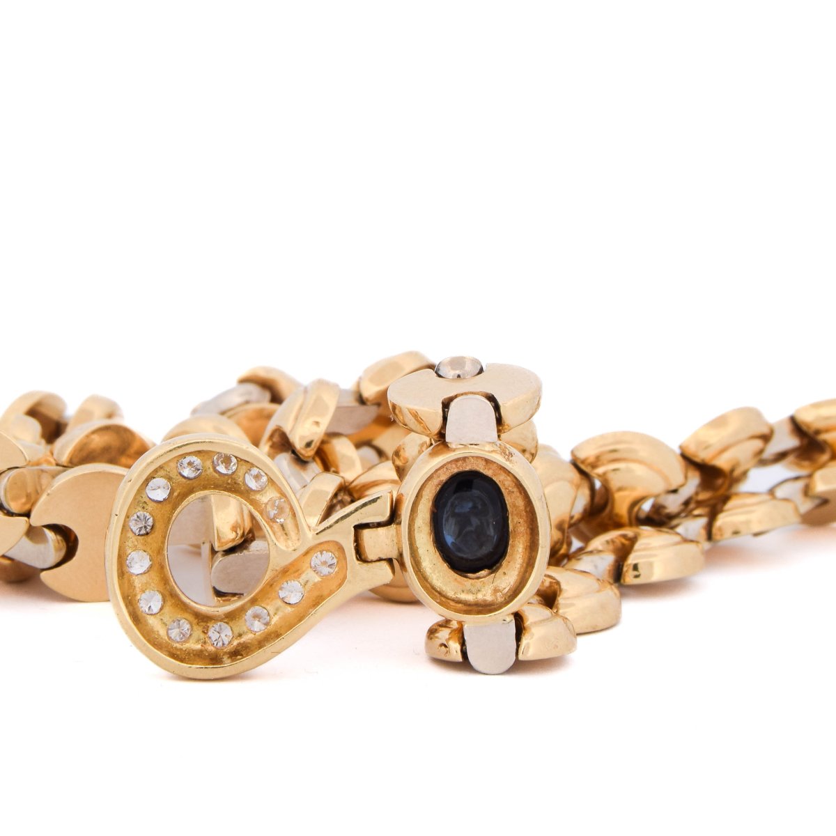 Collana Vintage in Oro 18 Carati con Zaffiro Cabochon e Diamanti   CL143 (00439)-photo-1