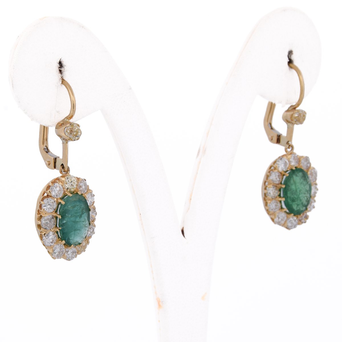 Orecchini Vittoriani in Oro 18 Carati con Smeraldi e Diamanti Old Cut    OR249 -photo-2