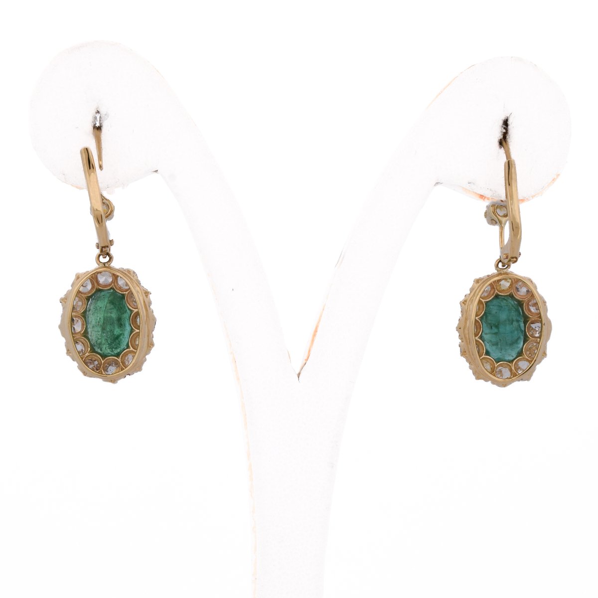 Orecchini Vittoriani in Oro 18 Carati con Smeraldi e Diamanti Old Cut    OR249 -photo-3