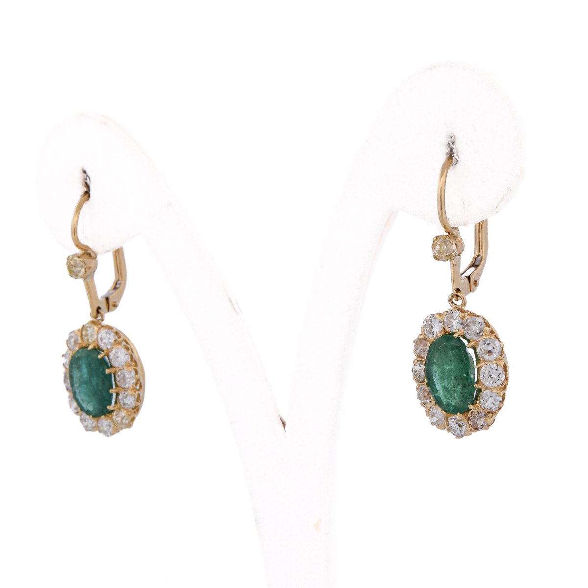 Orecchini Vittoriani in Oro 18 Carati con Smeraldi e Diamanti Old Cut    OR249 -photo-4