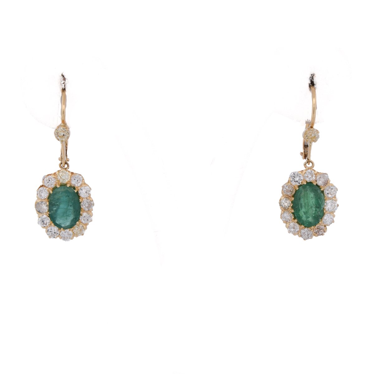 Orecchini Vittoriani in Oro 18 Carati con Smeraldi e Diamanti Old Cut    OR249 -photo-1