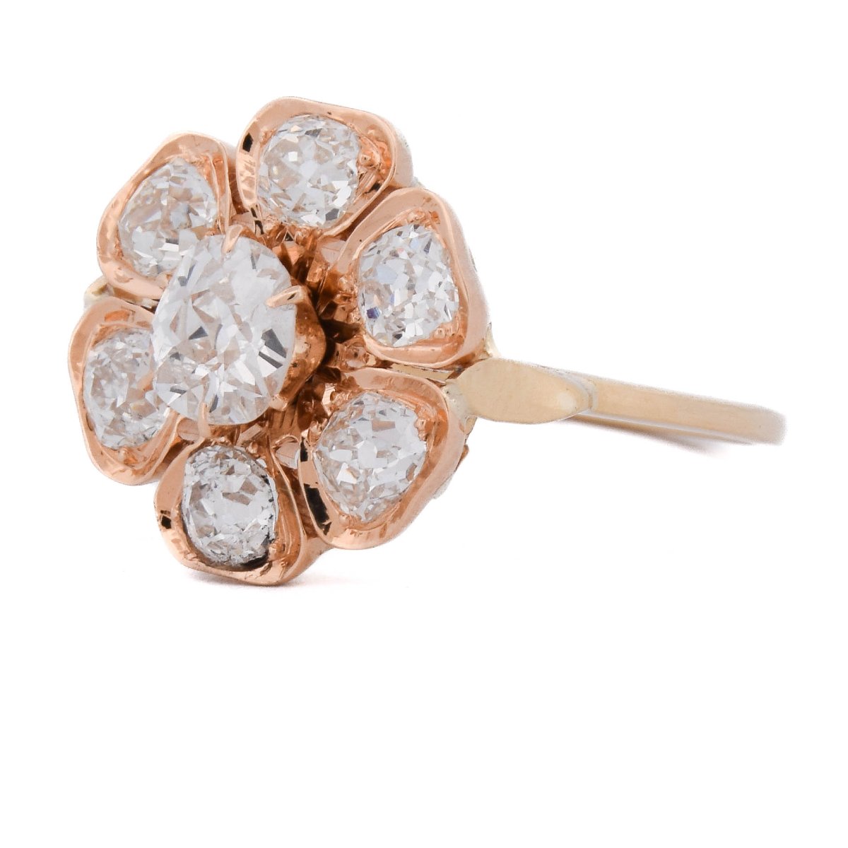 Anello Vittoriano a Margherita in Oro 18 Carati con Diamanti Old Cut da 2,70 Carati   AN690-photo-2