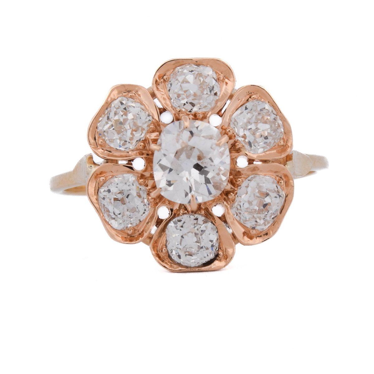 Anello Vittoriano a Margherita in Oro 18 Carati con Diamanti Old Cut da 2,70 Carati   AN690