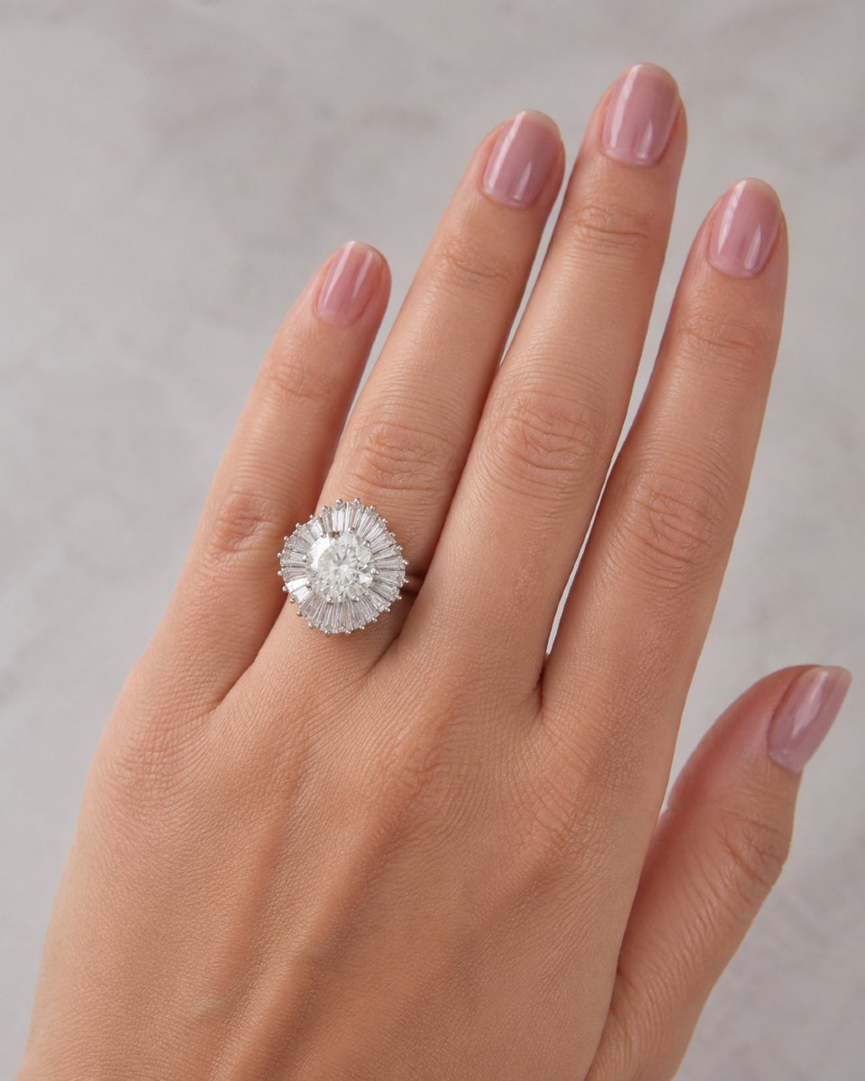 Anello contemporaneo in platino con diamanti a raggiera, 5,20 carati    AN704-photo-6
