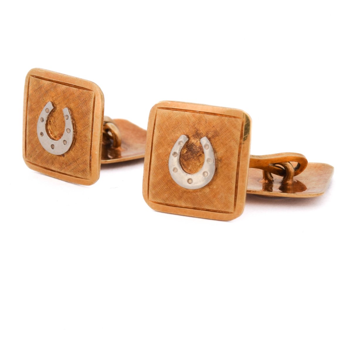 Paio di Gemelli Vintage in Oro 18 Kt con Motivo a Ferro di Cavallo    GM3-photo-1