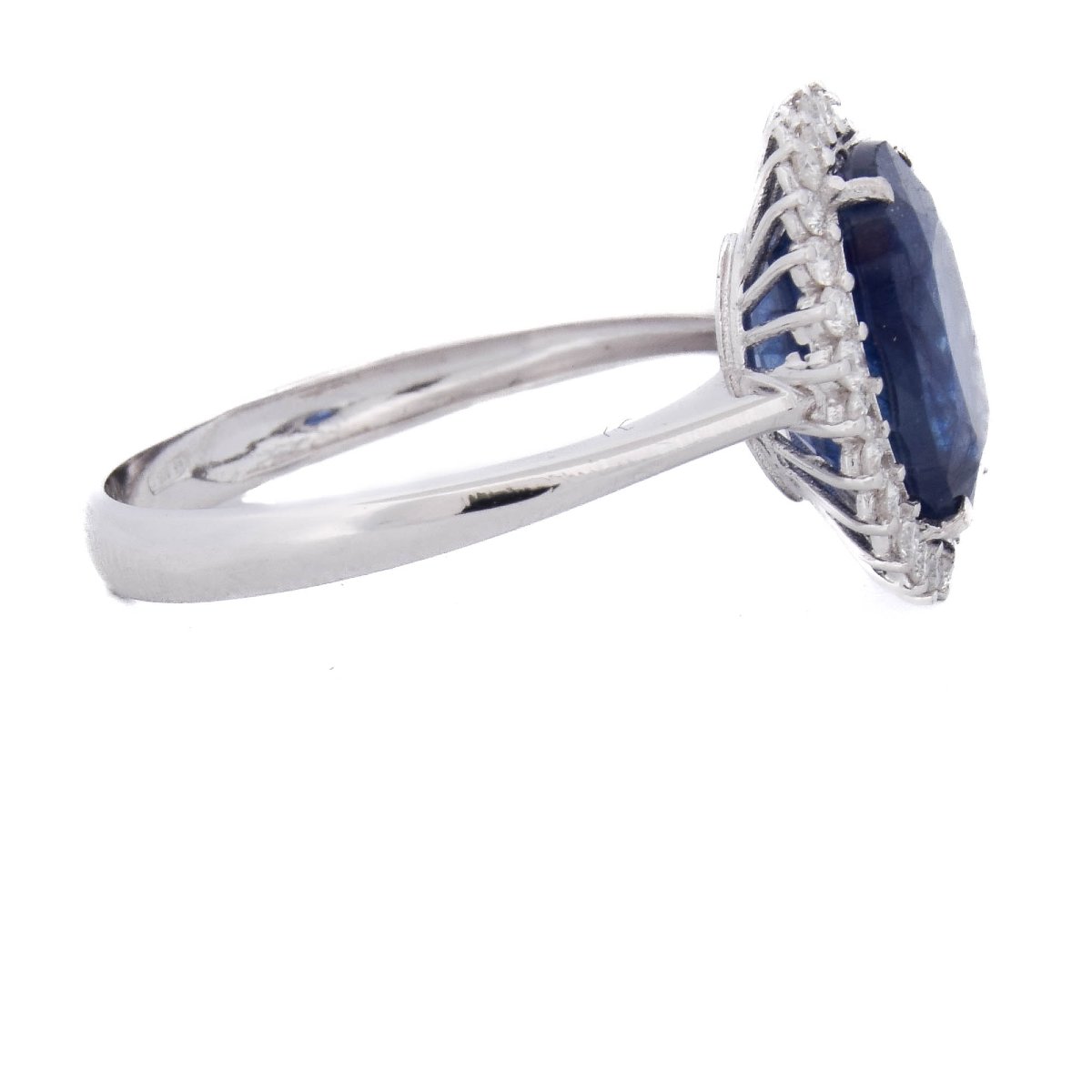Anello Contemporaneo in Oro Bianco 18 Kt con Zaffiro Blu da 4,06 Ct e Diamanti    AN729-photo-3