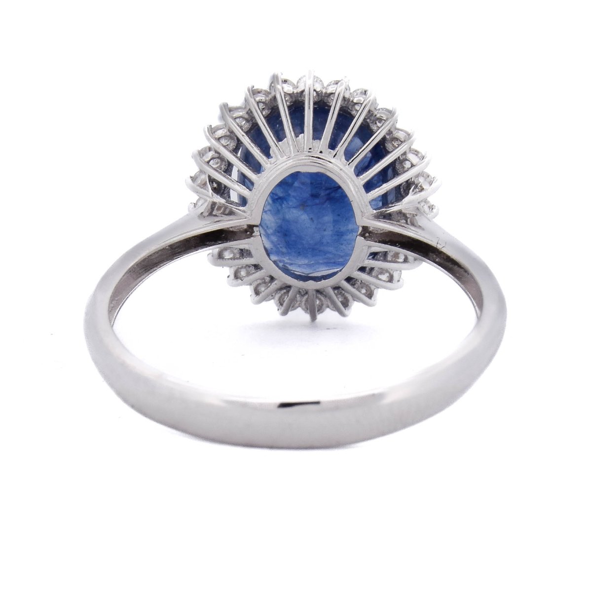 Anello Contemporaneo in Oro Bianco 18 Kt con Zaffiro Blu da 4,06 Ct e Diamanti    AN729-photo-4