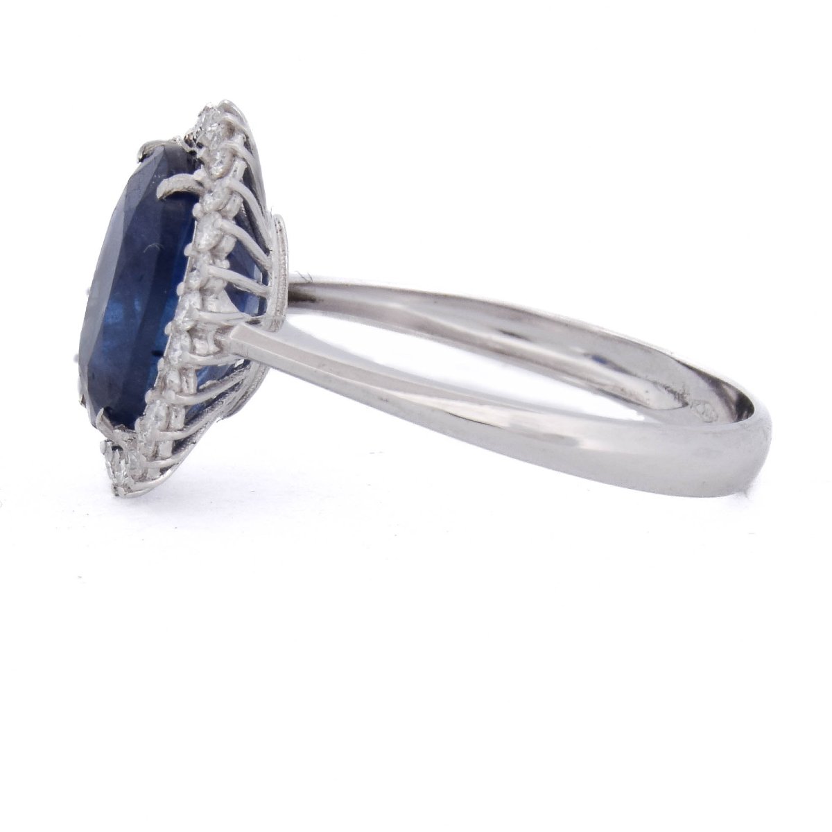 Anello Contemporaneo in Oro Bianco 18 Kt con Zaffiro Blu da 4,06 Ct e Diamanti    AN729-photo-1
