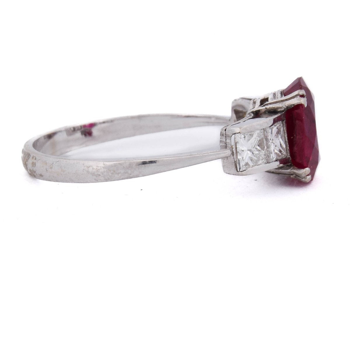 Anello Vintage in Oro Bianco 18 Kt con Rubino Birmano e Diamanti   AN180 112-229-photo-3