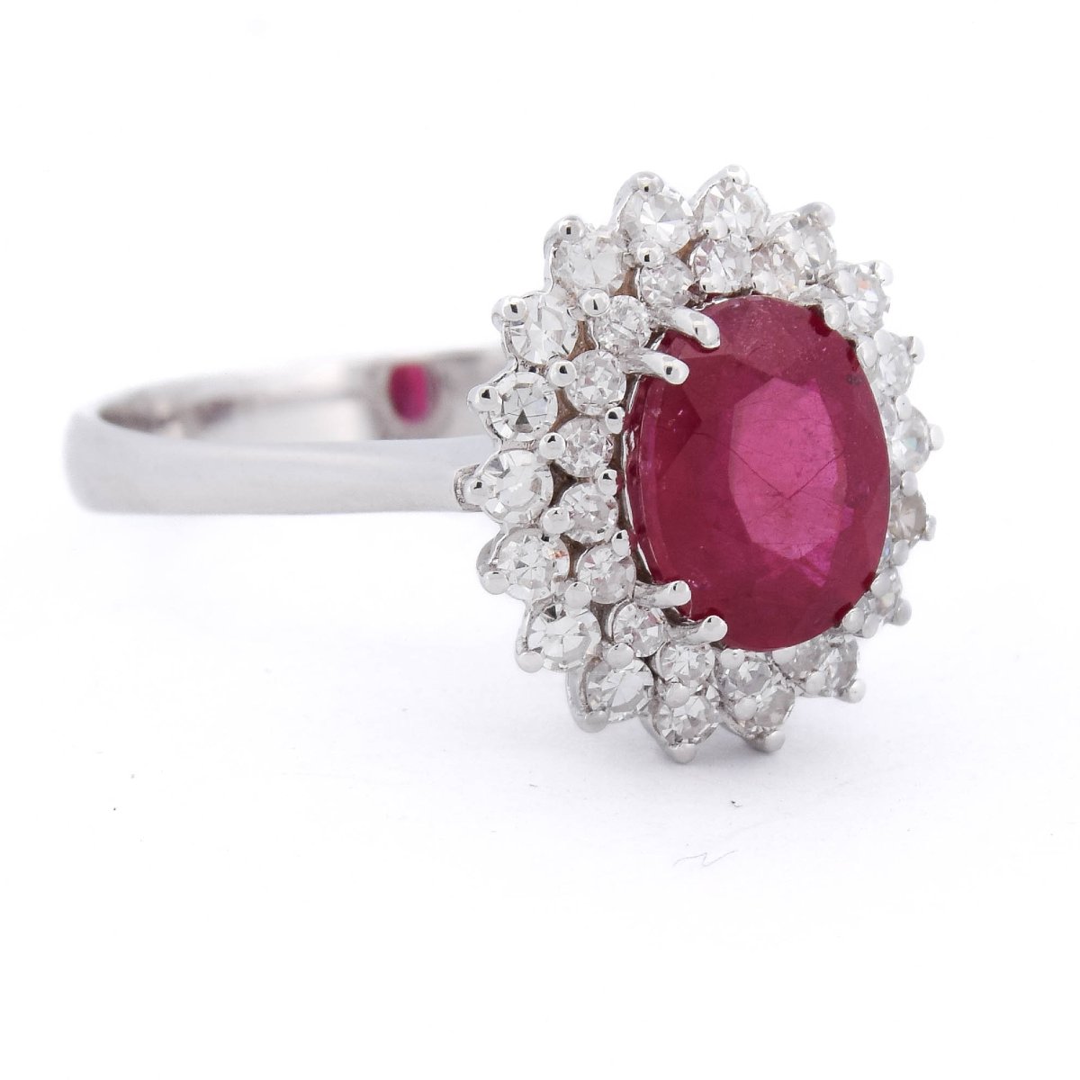 Anello Contemporaneo in Oro Bianco 18 Kt con Rubino da 1,55 Ct e Diamanti  AN543 (009)-photo-2