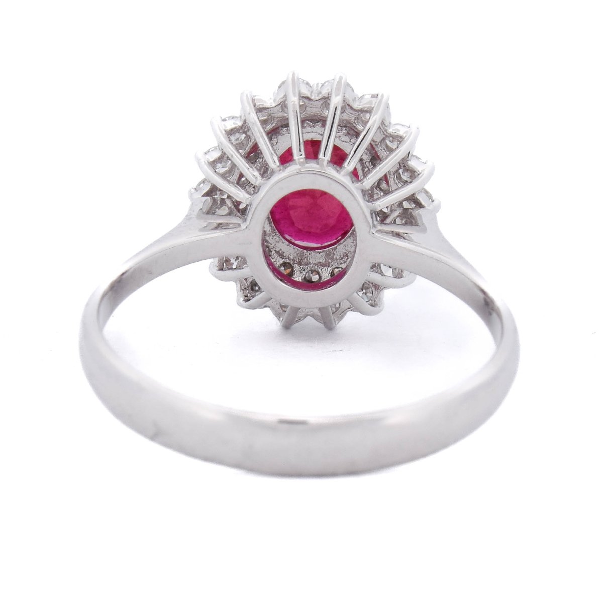 Anello Contemporaneo in Oro Bianco 18 Kt con Rubino da 1,55 Ct e Diamanti  AN543 (009)-photo-1