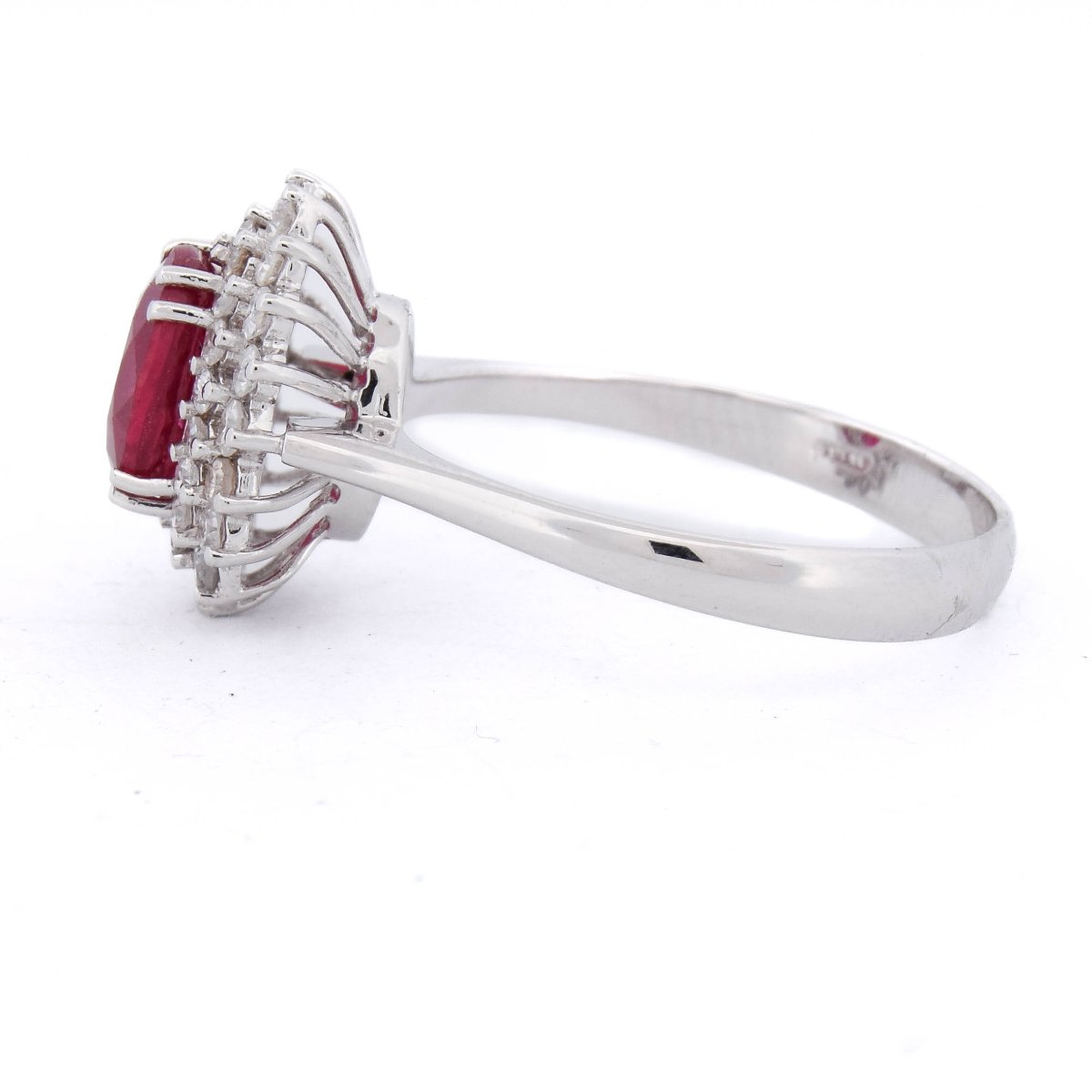Anello Contemporaneo in Oro Bianco 18 Kt con Rubino da 1,55 Ct e Diamanti  AN543 (009)-photo-2