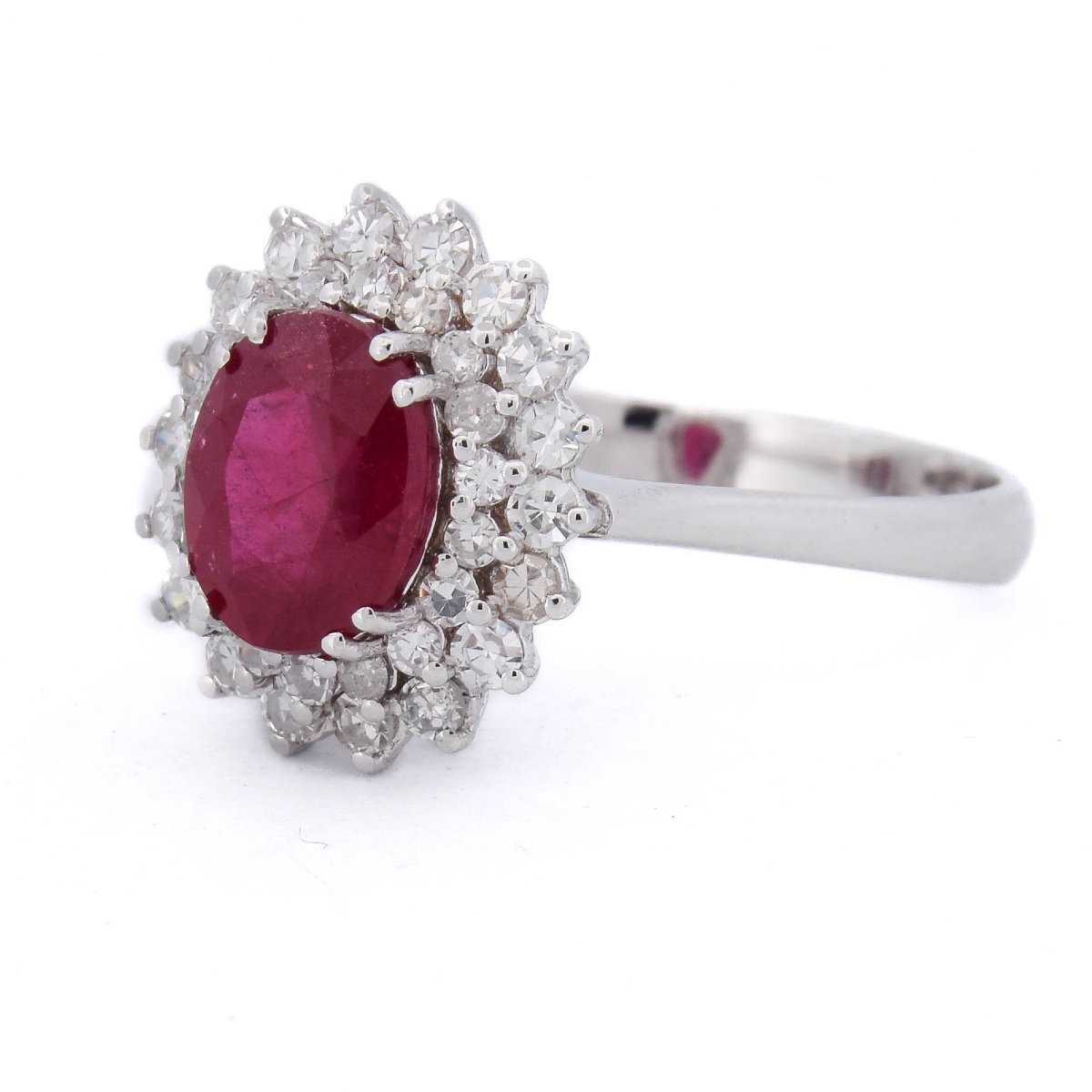 Anello Contemporaneo in Oro Bianco 18 Kt con Rubino da 1,55 Ct e Diamanti  AN543 (009)-photo-3