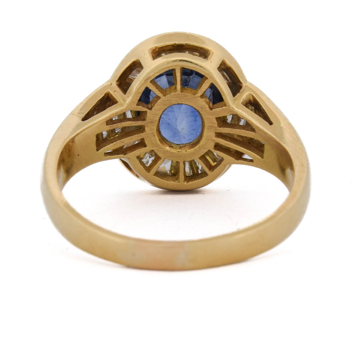 Anello In Oro 18 Kt Con Zaffiro Naturale Certificato 4,30 Ct E Diamanti Baguette 1,70 Ct-photo-1