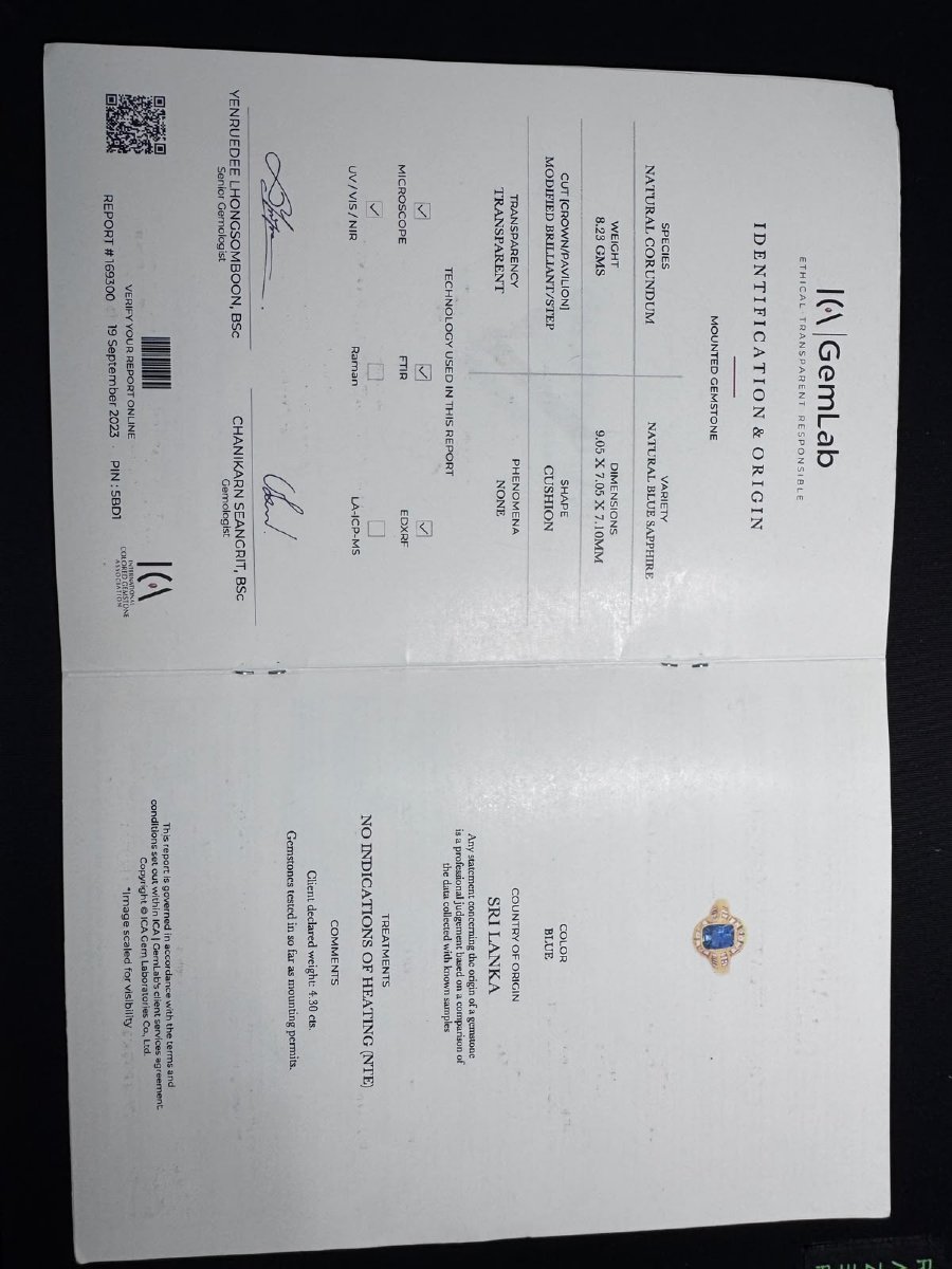 Anello In Oro 18 Kt Con Zaffiro Naturale Certificato 4,30 Ct E Diamanti Baguette 1,70 Ct-photo-4