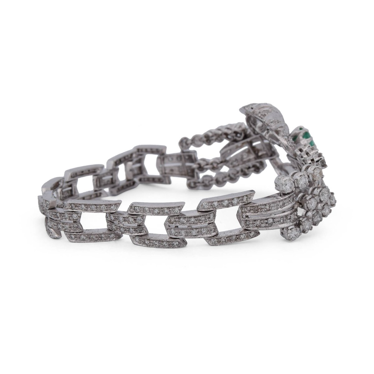 Bracciale in platino, con Smeraldo e diamanti -photo-4