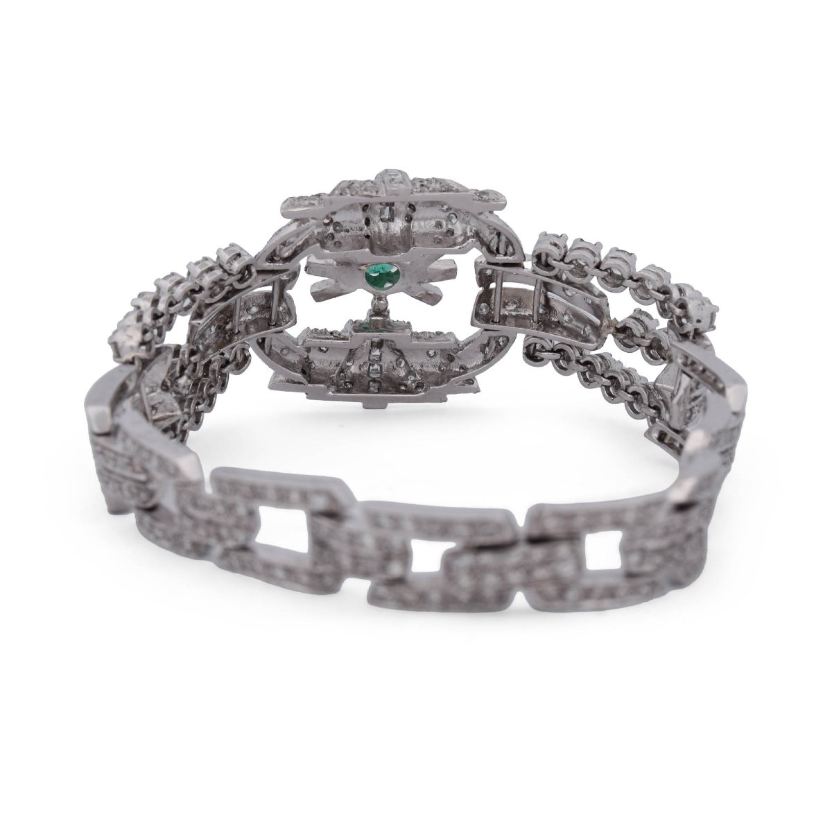 Bracciale in platino, con Smeraldo e diamanti -photo-1