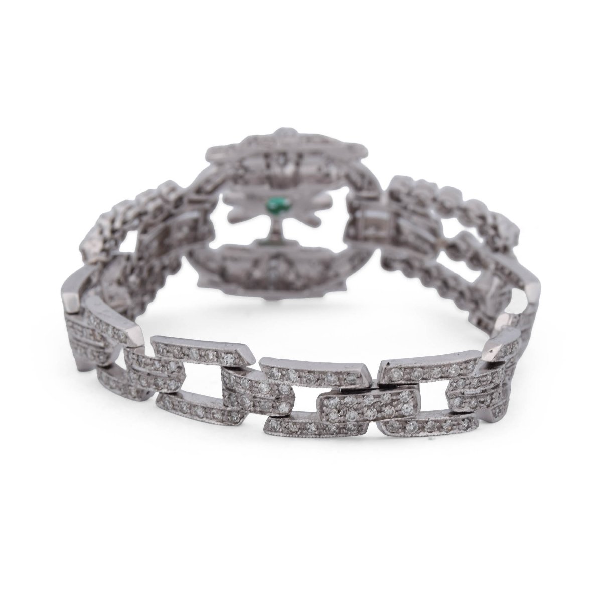 Bracciale in platino, con Smeraldo e diamanti -photo-2