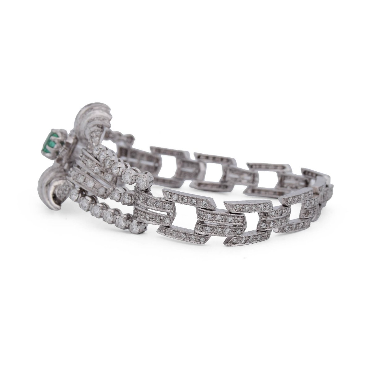 Bracciale in platino, con Smeraldo e diamanti -photo-3