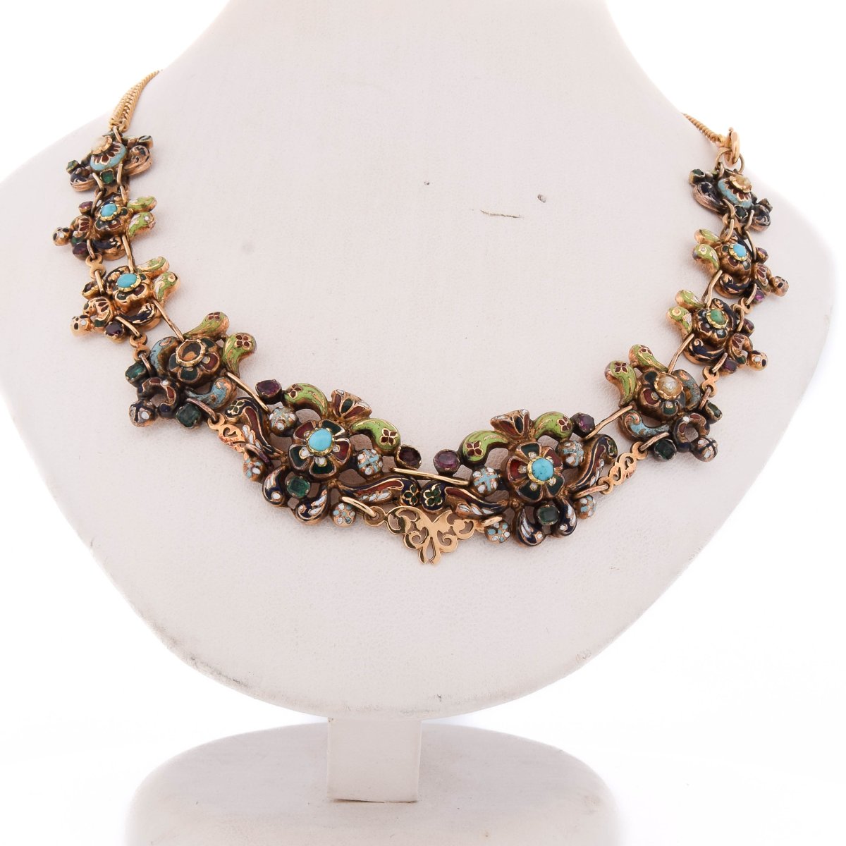 Collana antica del XVIII secolo in oro 18 kt e smalti policromi-photo-3