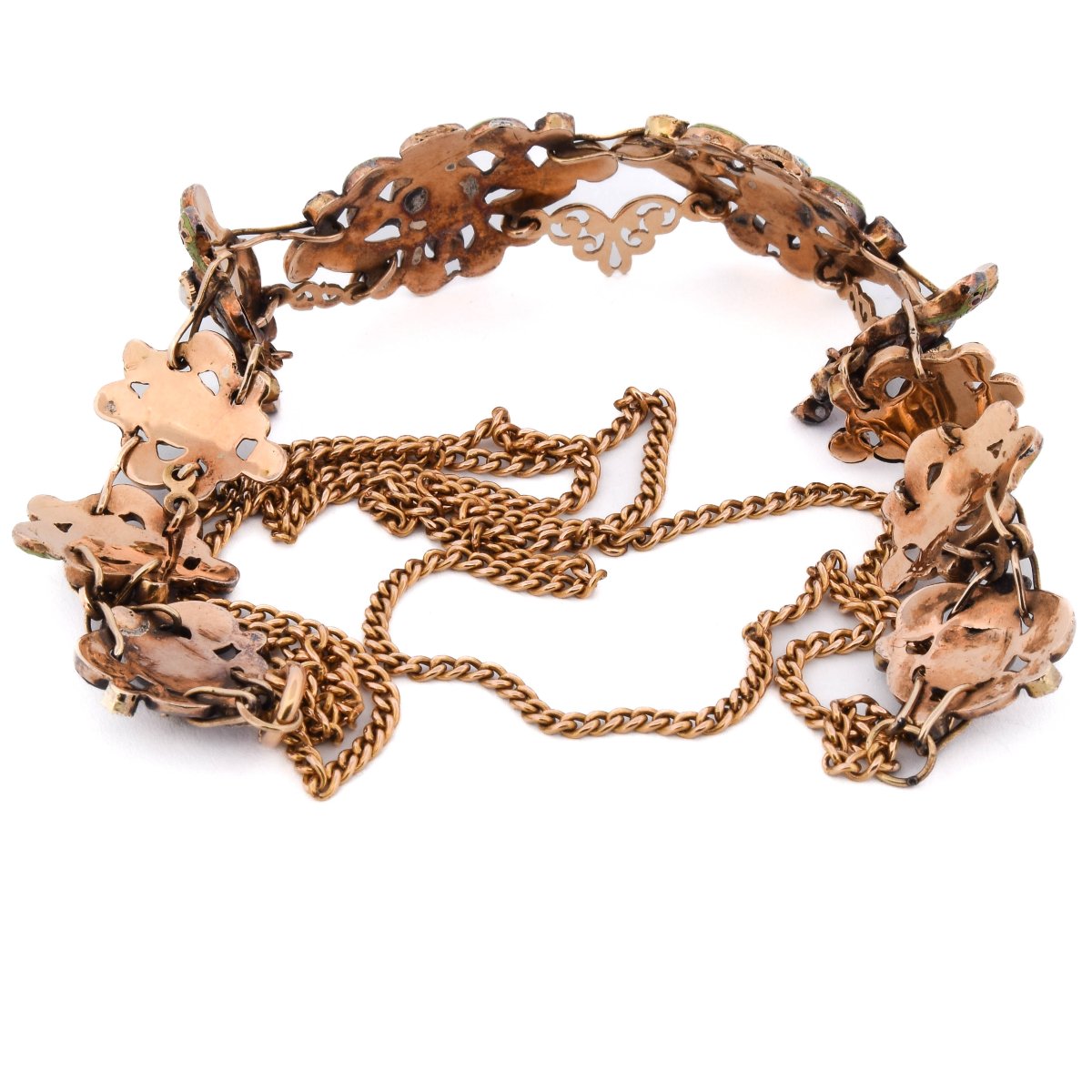 Collana antica del XVIII secolo in oro 18 kt e smalti policromi-photo-3