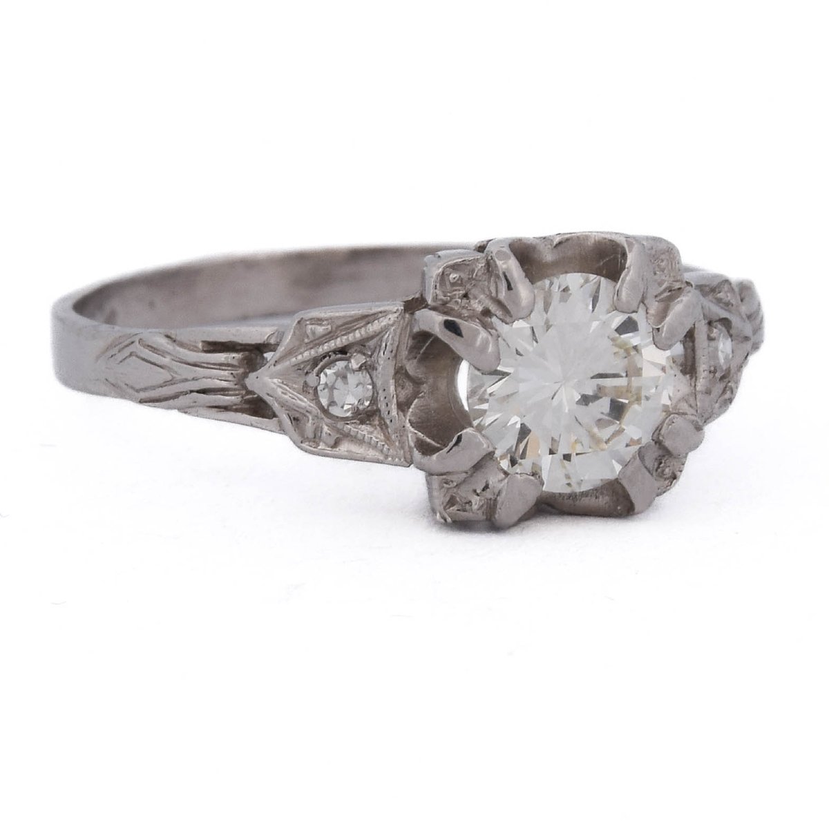 Anello Art Déco in Platino e Diamanti, Circa 1940    AN736 P4 (04519)-photo-3