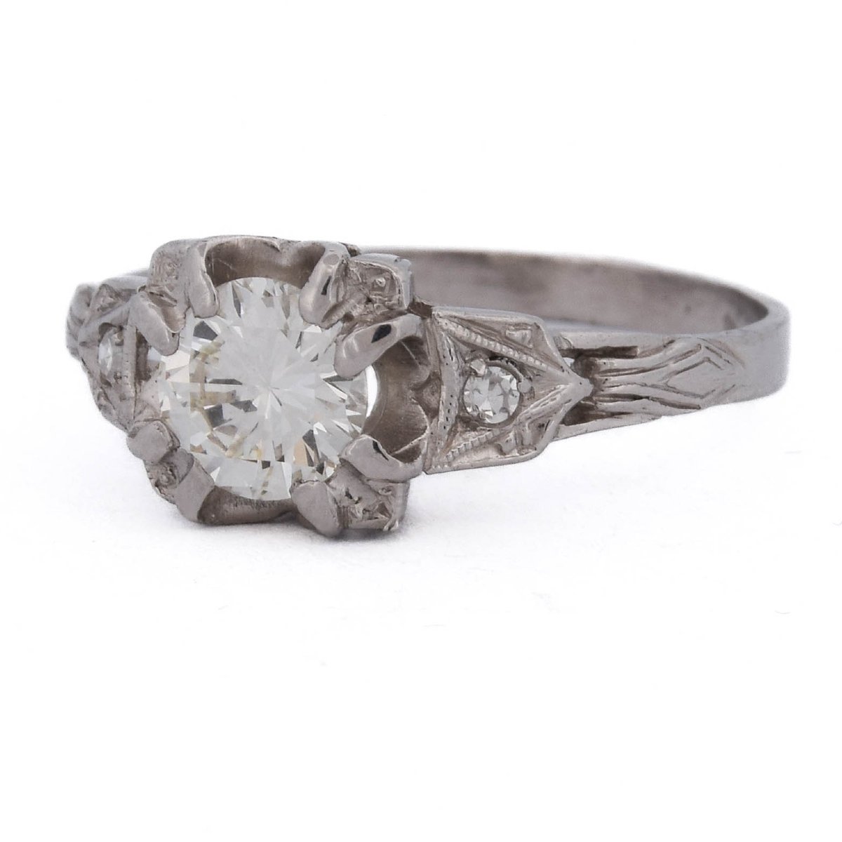 Anello Art Déco in Platino e Diamanti, Circa 1940    AN736 P4 (04519)-photo-3
