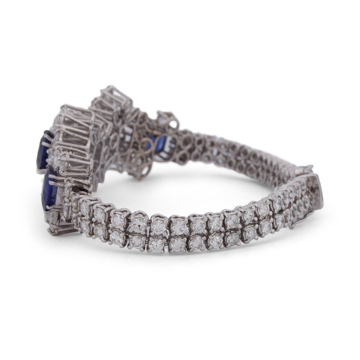 Bracciale vintage in oro bianco 18 kt con zaffiri e diamanti-photo-1