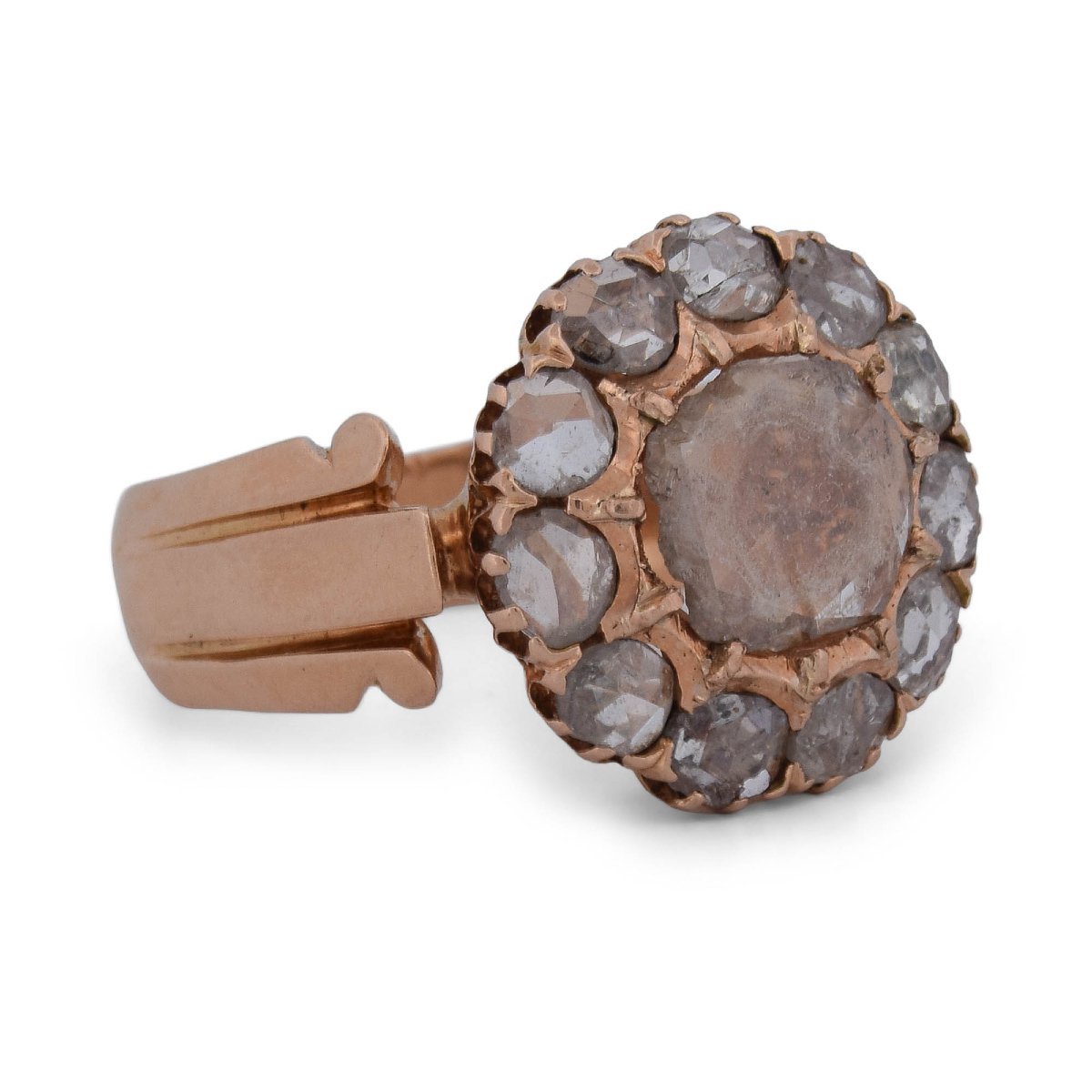 Anello antico di fine XIX secolo in oro rosa 18 kt e diamanti taglio a rosa    AN299 ‘(00519)-photo-2