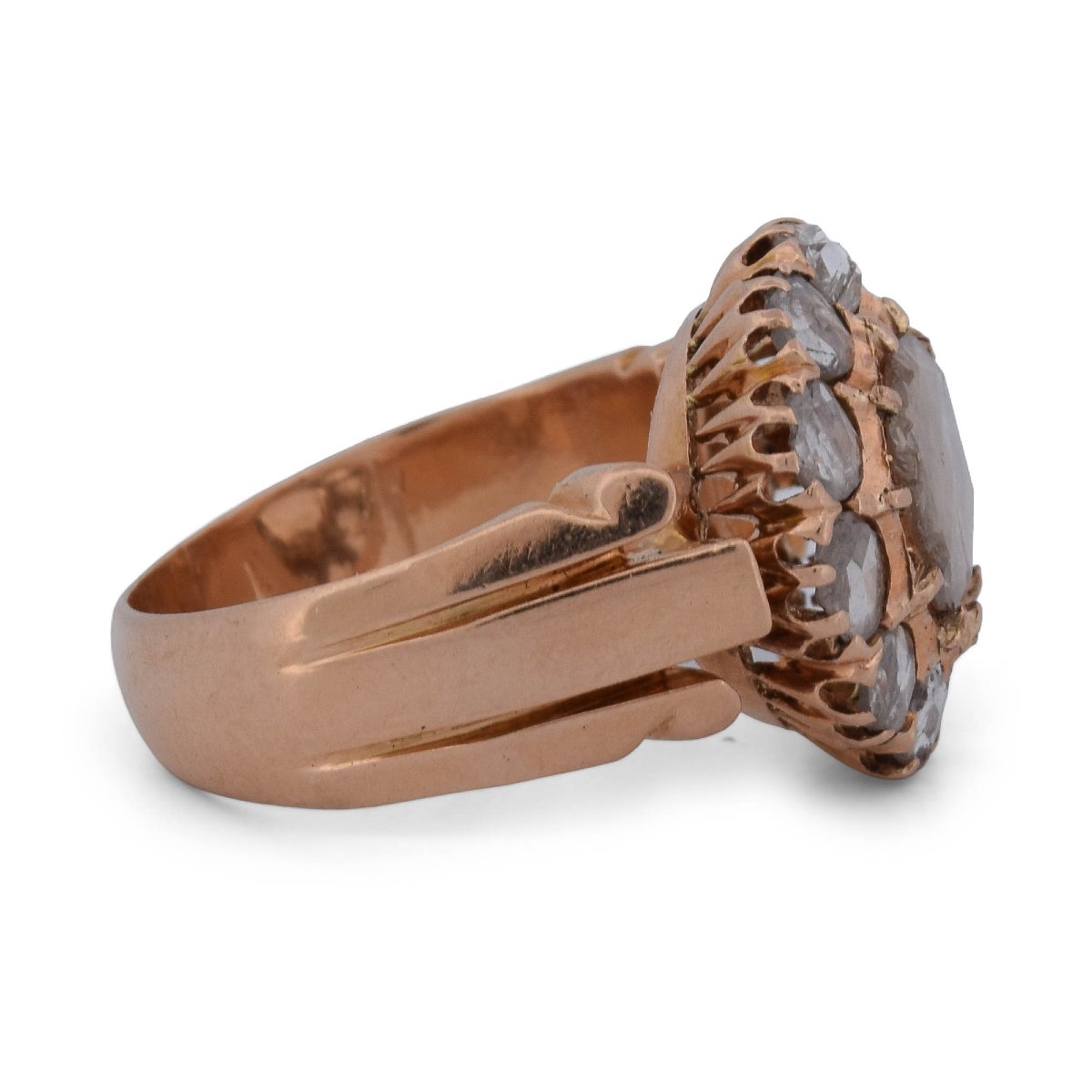 Anello antico di fine XIX secolo in oro rosa 18 kt e diamanti taglio a rosa    AN299 ‘(00519)-photo-3