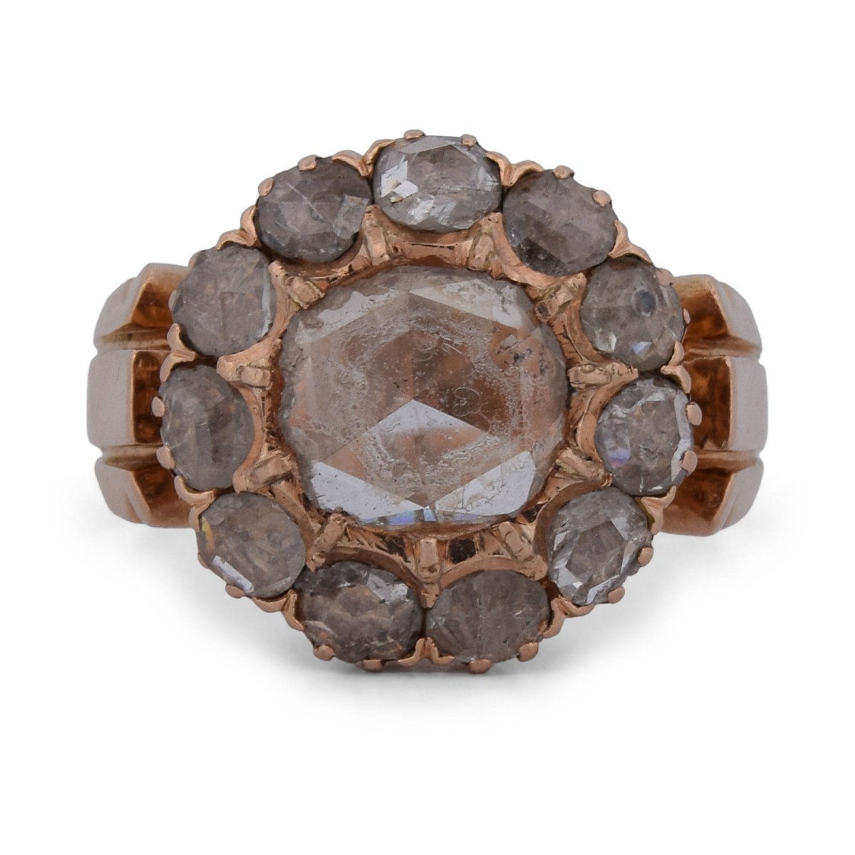 Anello antico di fine XIX secolo in oro rosa 18 kt e diamanti taglio a rosa    AN299 ‘(00519)