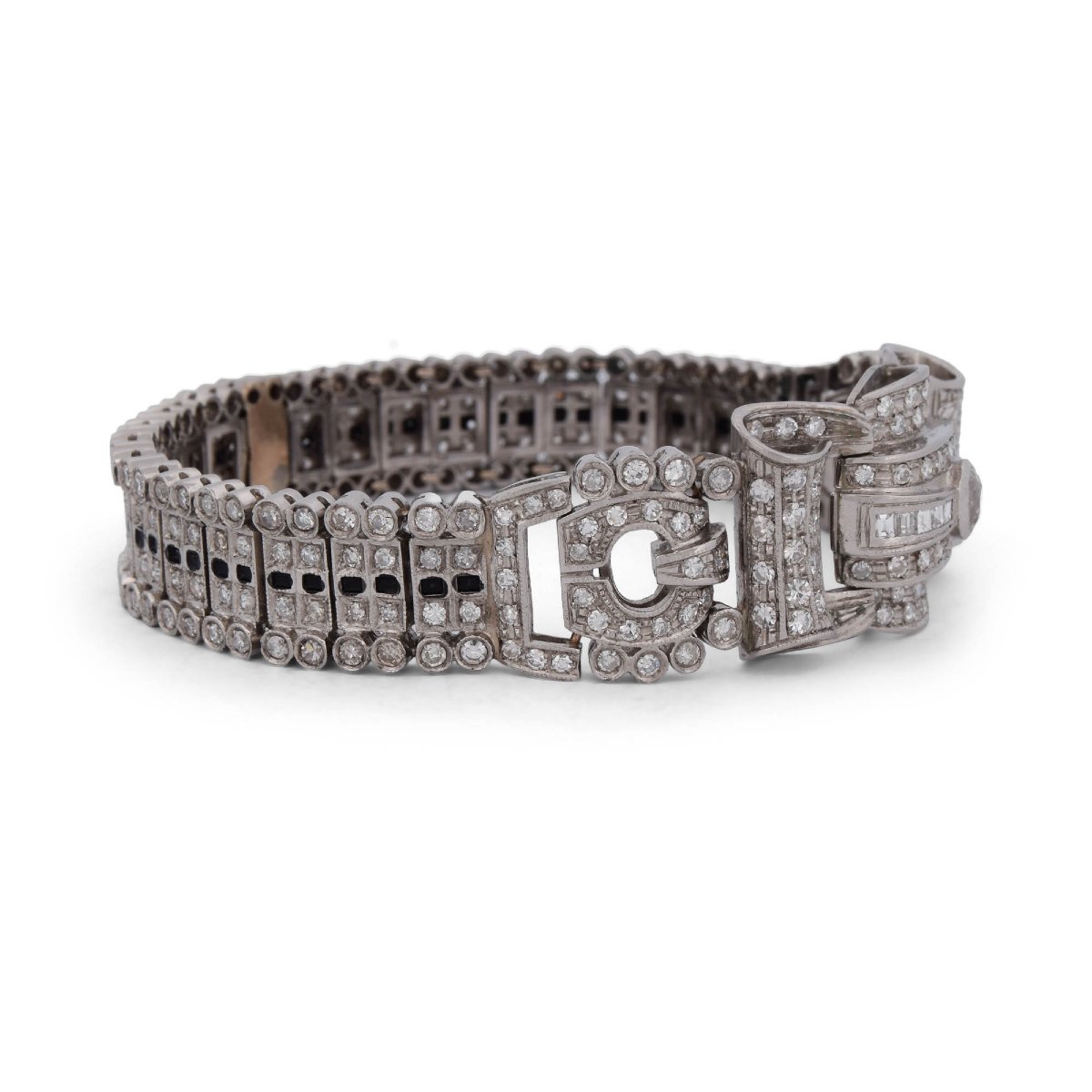 Bracciale in platino e diamanti in stile antico-photo-2