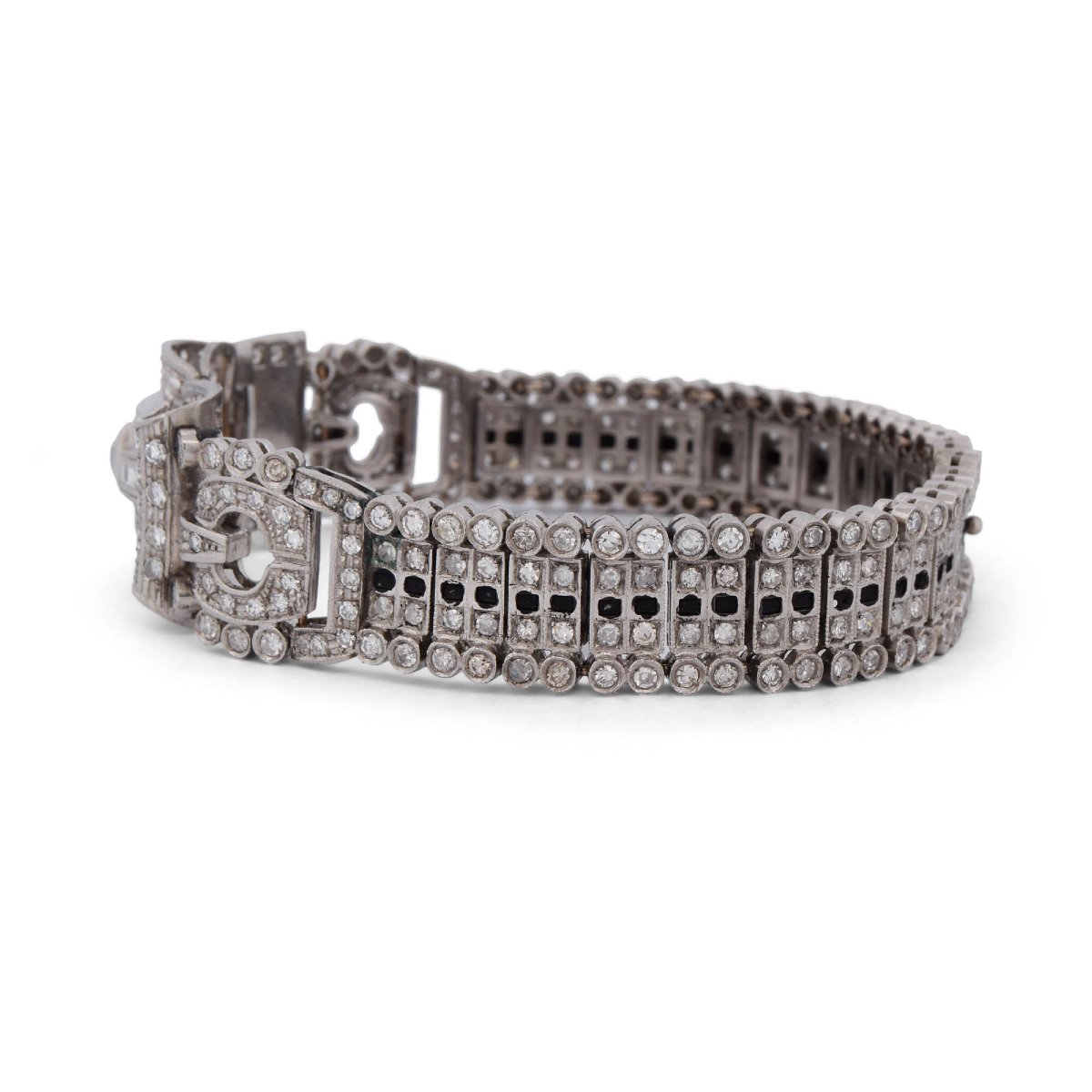 Bracciale in platino e diamanti in stile antico-photo-1