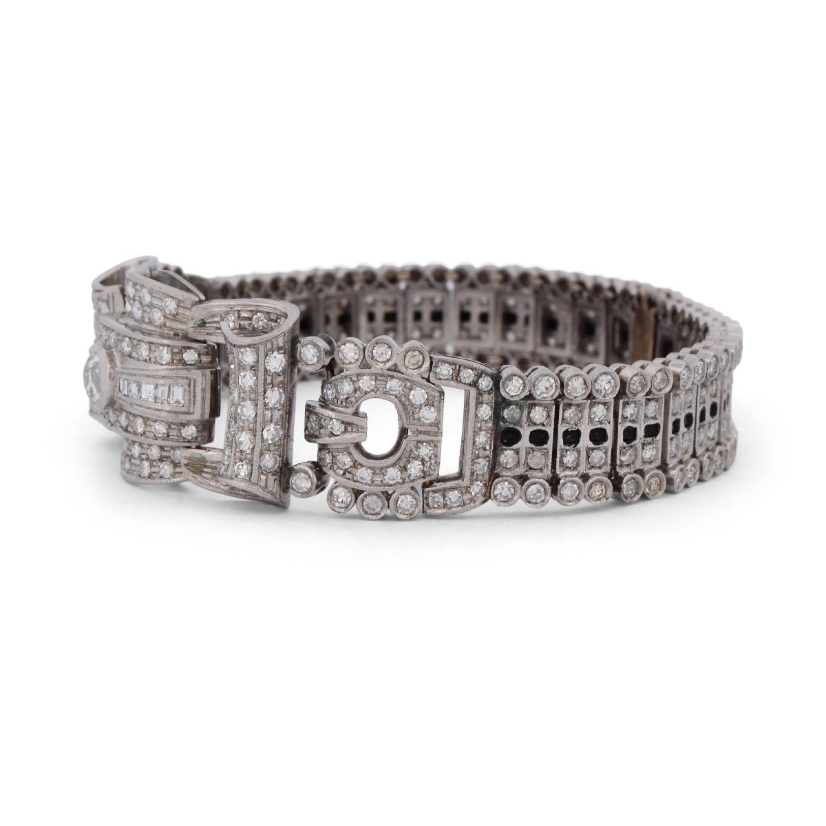 Bracciale in platino e diamanti in stile antico-photo-2