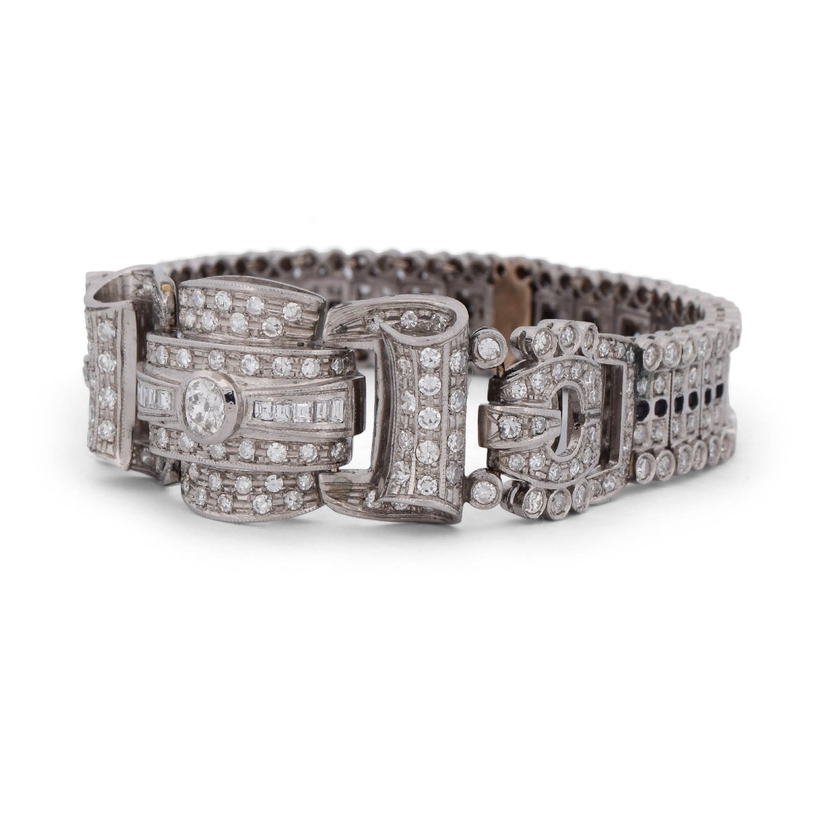 Bracciale in platino e diamanti in stile antico-photo-3