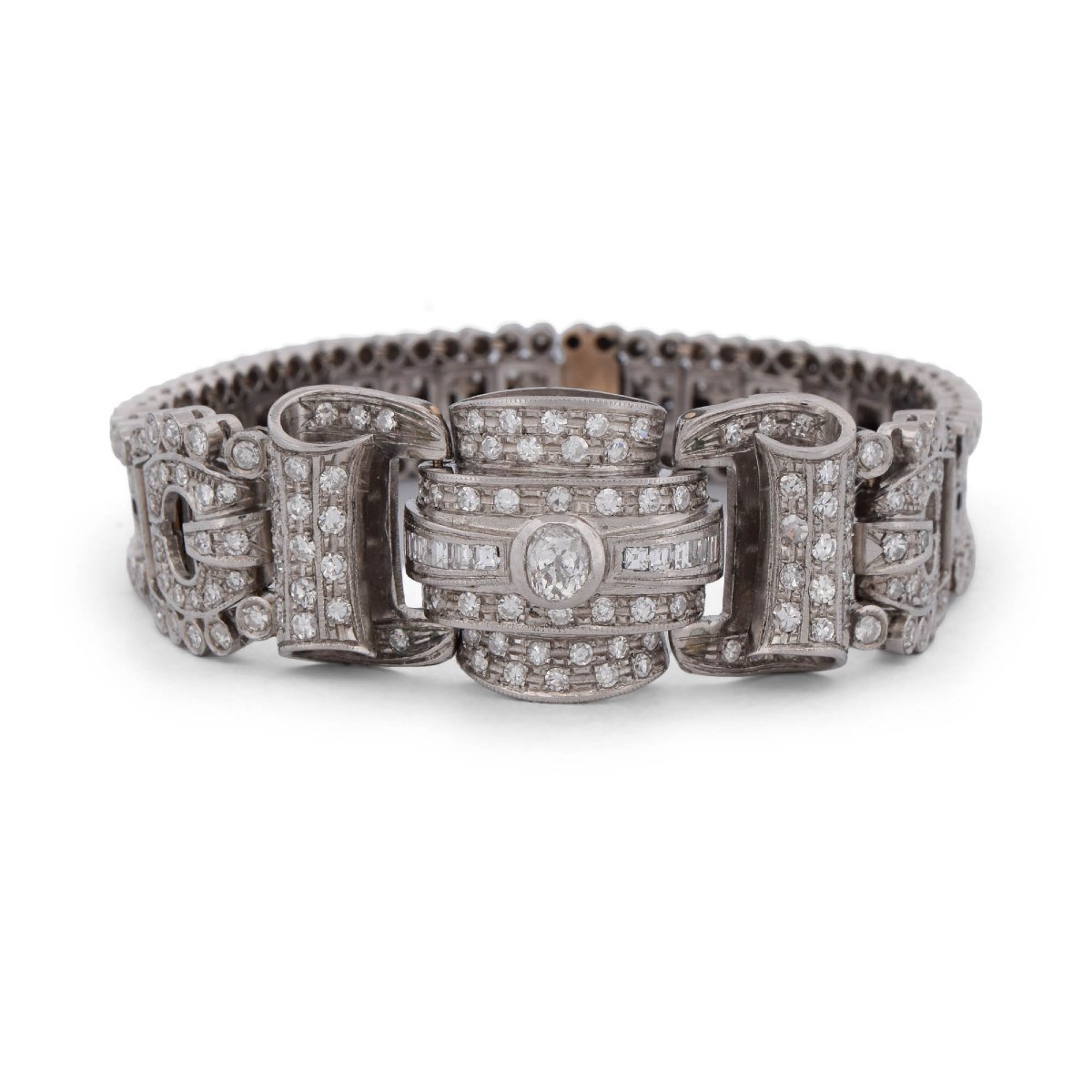Bracciale in platino e diamanti in stile antico