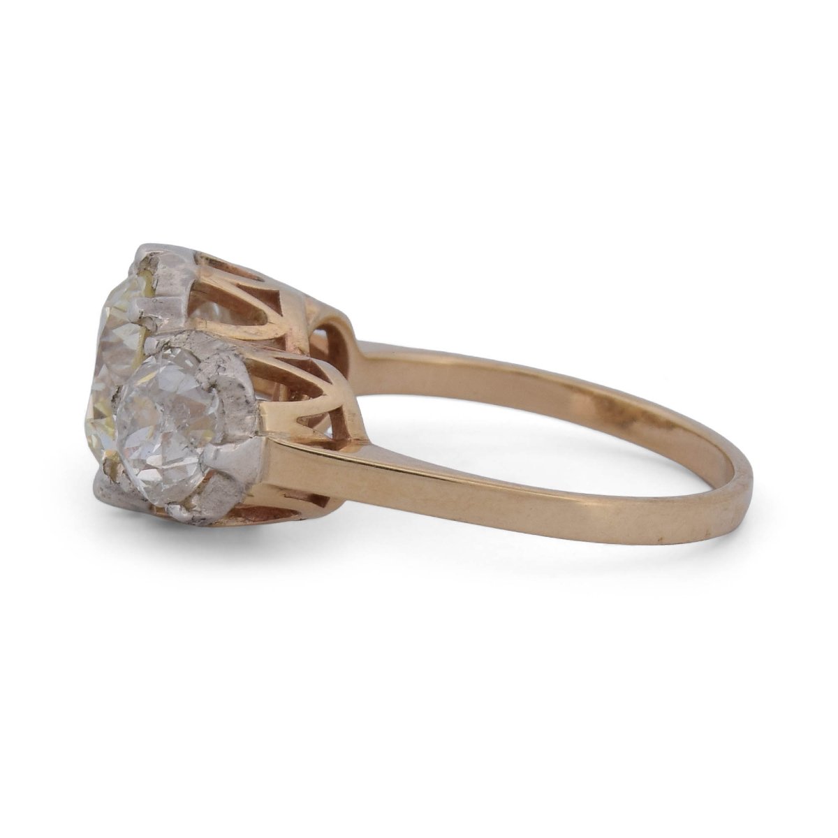 Anello vintage trilogy in platino, oro giallo 12 kt e diamanti-photo-2