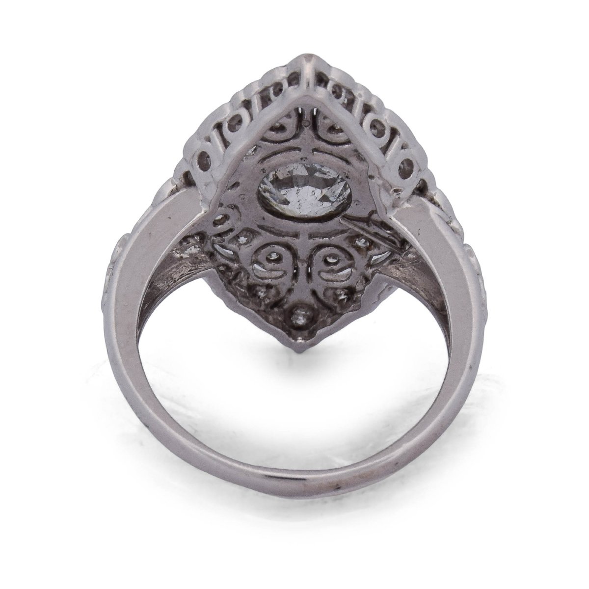 Anello Art Nouveau dei primi del ’900 in oro bianco 18 kt e diamanti-photo-4