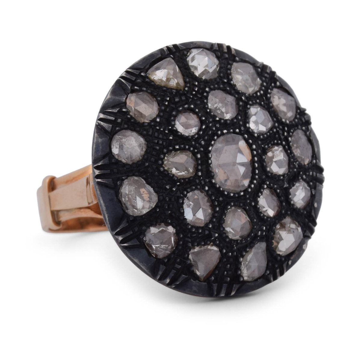 Anello Vittoriano in Oro 12 KT, Argento e Diamanti Taglio a Rosa – Circa 4,00 ct  AN456 (00019)-photo-2