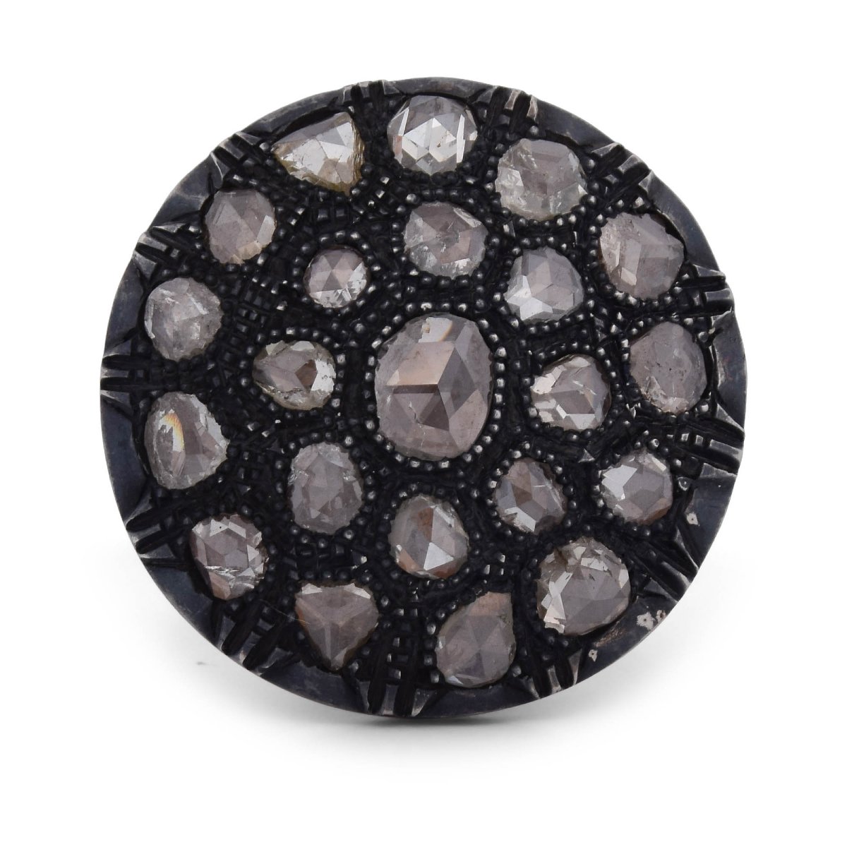 Anello Vittoriano in Oro 12 KT, Argento e Diamanti Taglio a Rosa – Circa 4,00 ct  AN456 (00019)