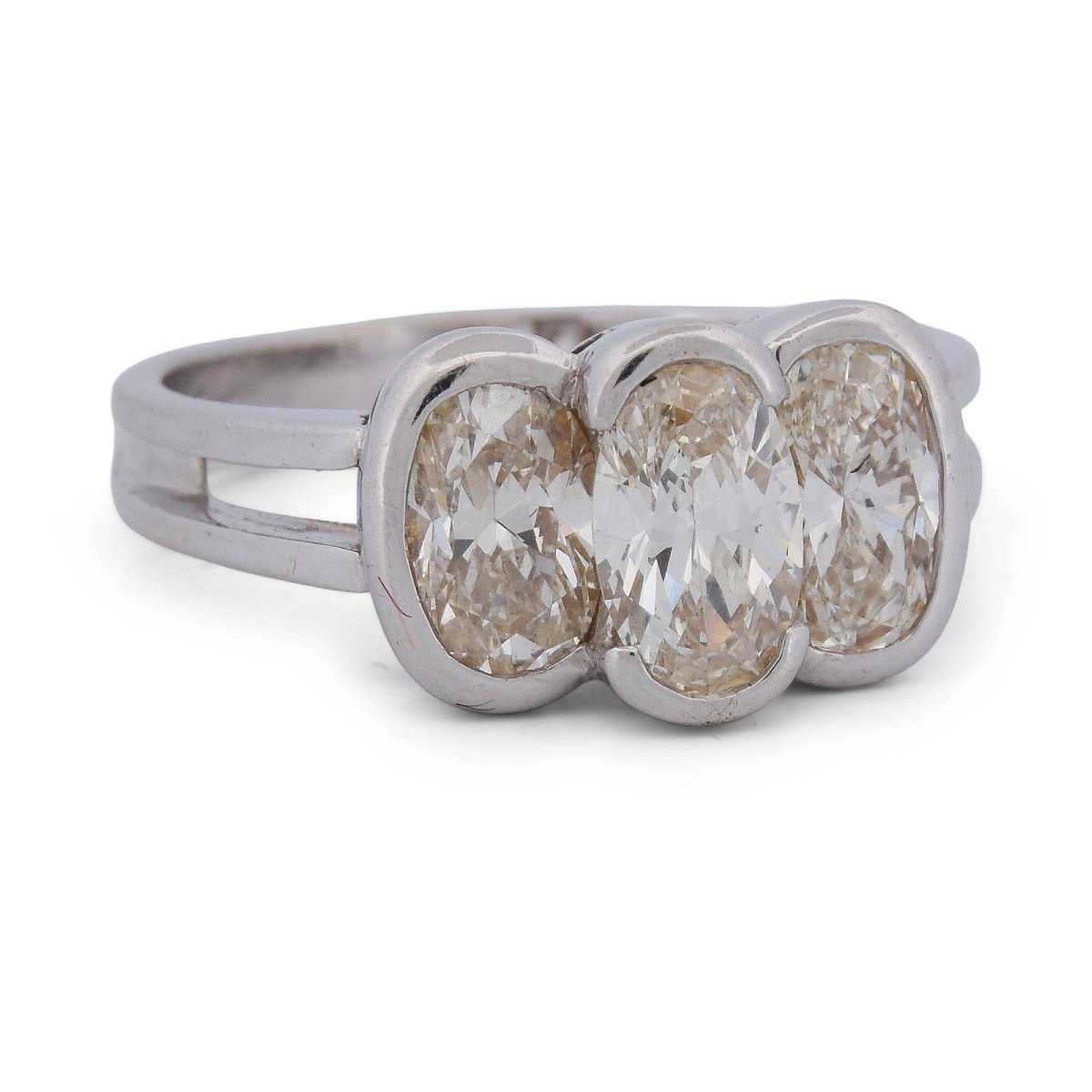 Anello Vintage Trilogy in Oro Bianco 18 KT con Diamanti Old Mine Cut – Circa 1,50 ct  AN327 (00-photo-3