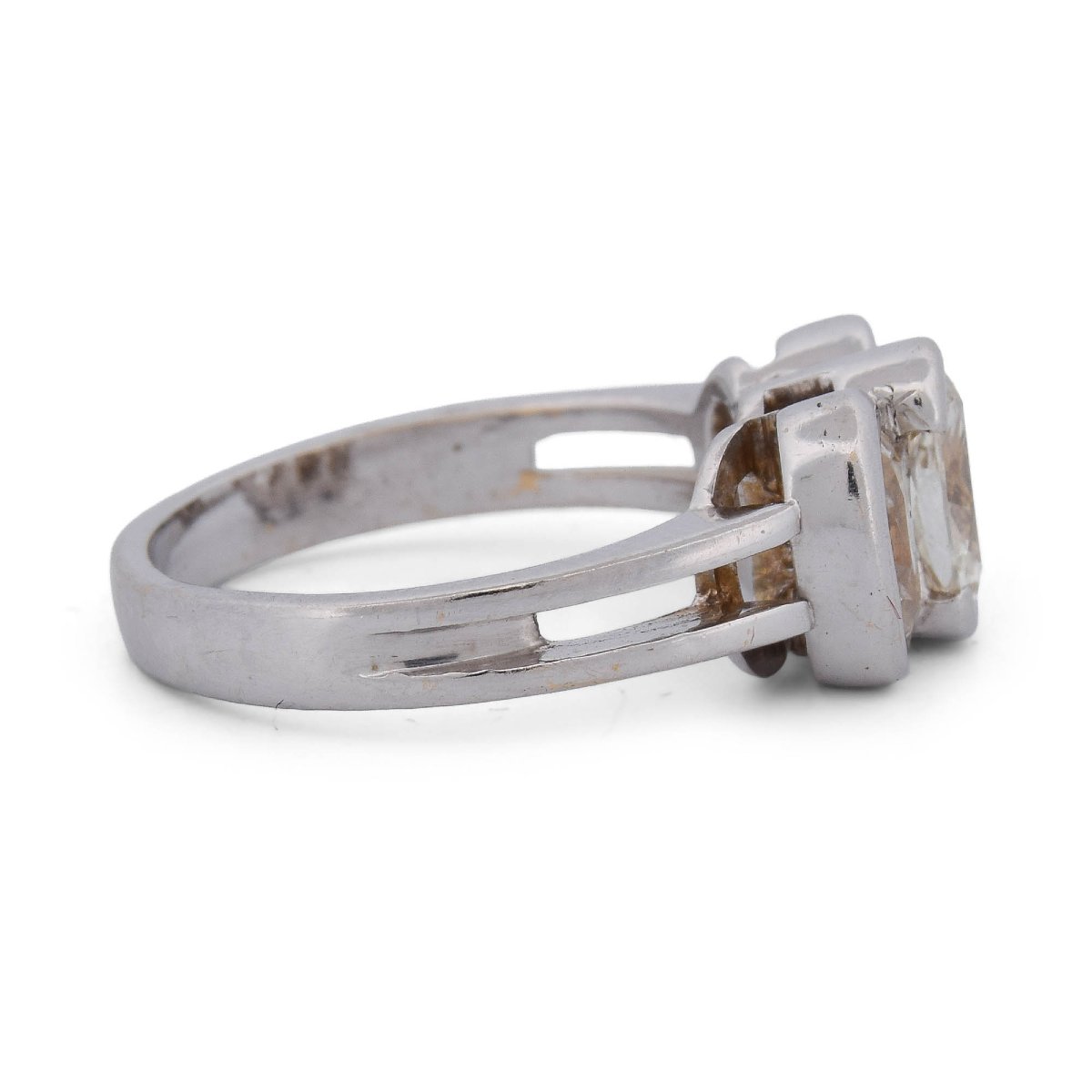 Anello Vintage Trilogy in Oro Bianco 18 KT con Diamanti Old Mine Cut – Circa 1,50 ct  AN327 (00-photo-4