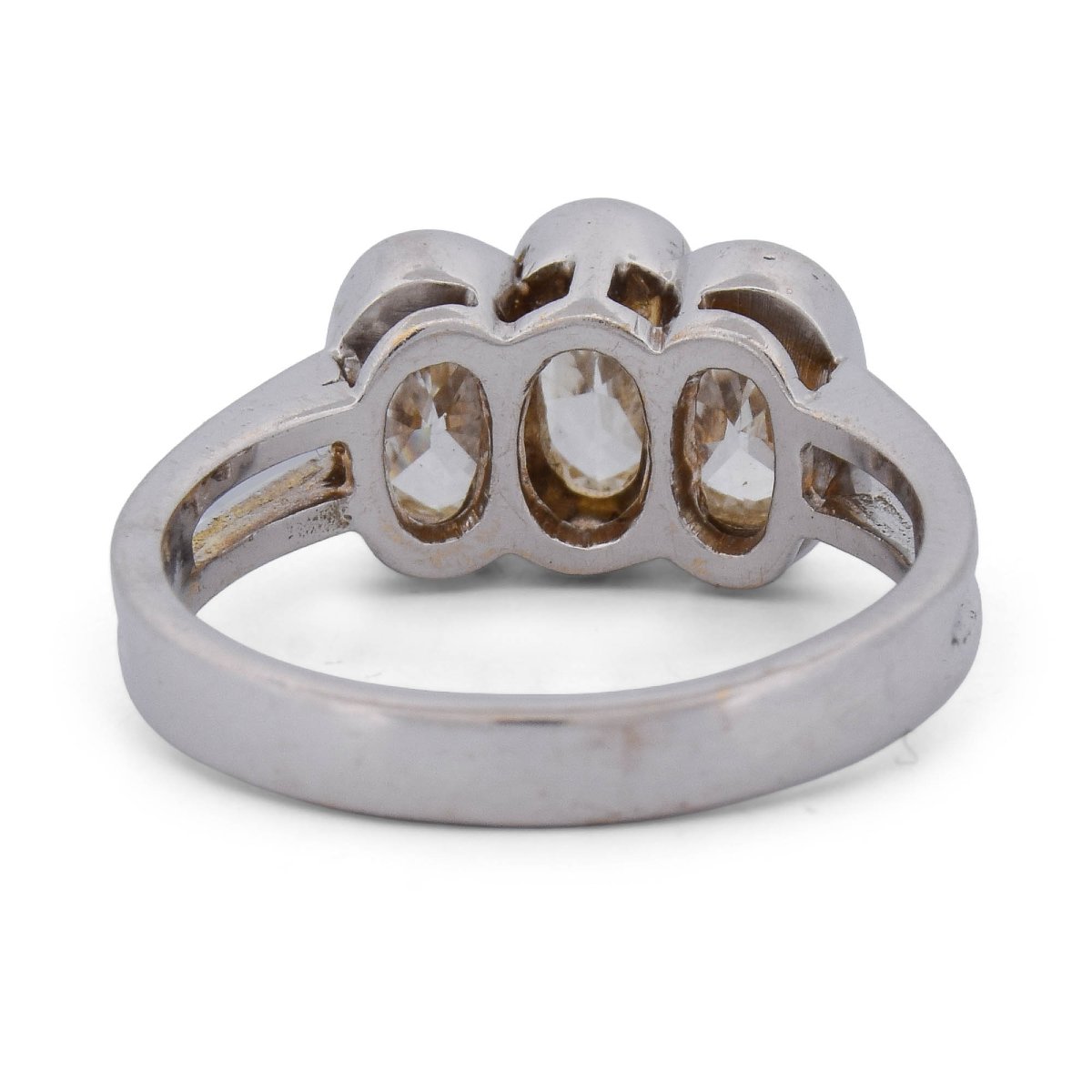 Anello Vintage Trilogy in Oro Bianco 18 KT con Diamanti Old Mine Cut – Circa 1,50 ct  AN327 (00-photo-1