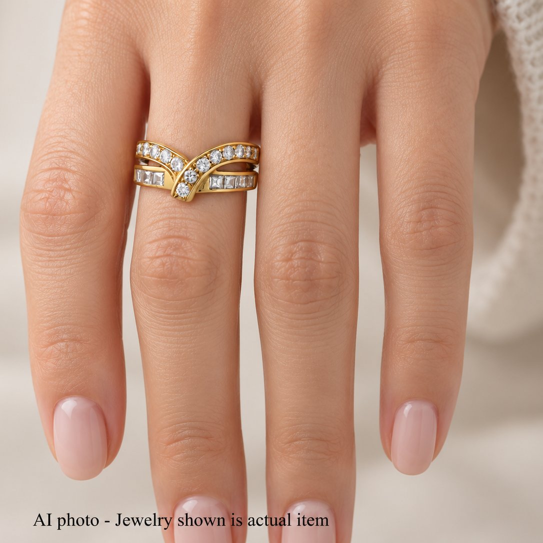 Anello Vintage in Oro Giallo 18 KT con Diamanti Taglio Brillante e Princess – Circa 0,70 ct-photo-2