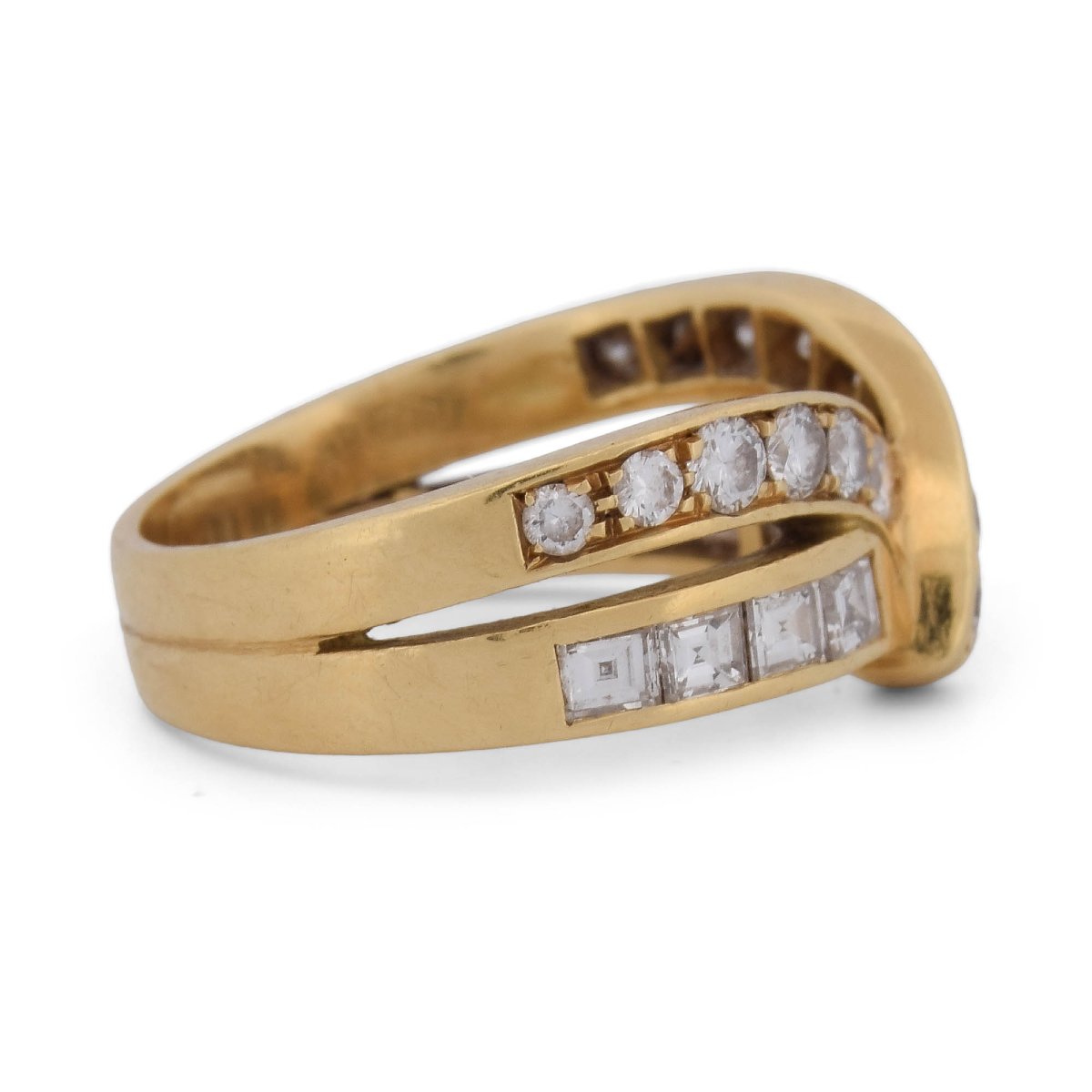 Anello Vintage in Oro Giallo 18 KT con Diamanti Taglio Brillante e Princess – Circa 0,70 ct-photo-4