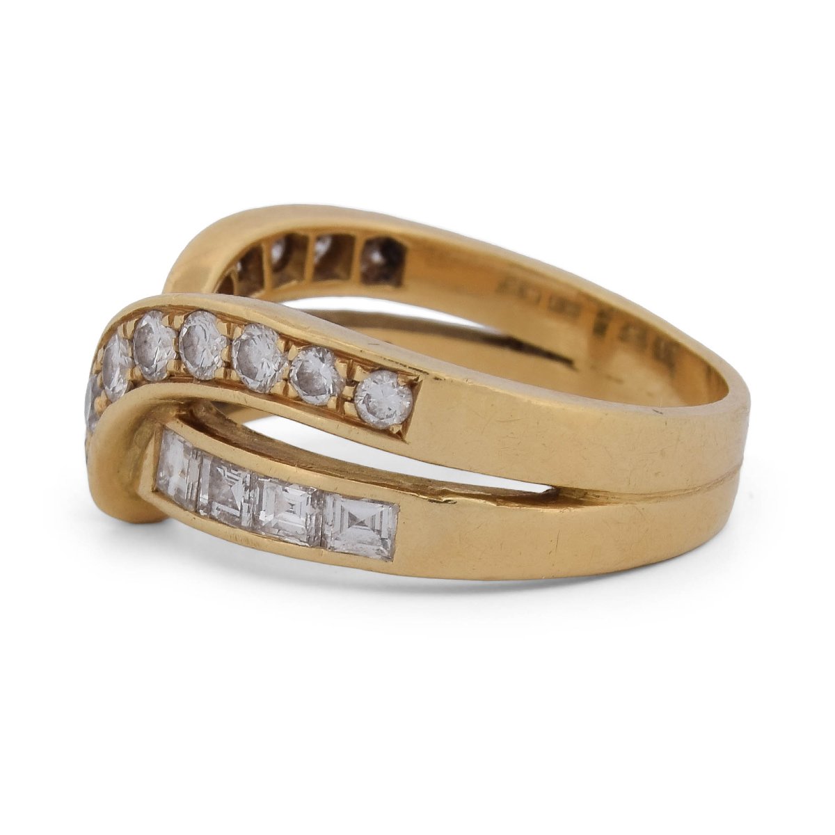 Anello Vintage in Oro Giallo 18 KT con Diamanti Taglio Brillante e Princess – Circa 0,70 ct-photo-2